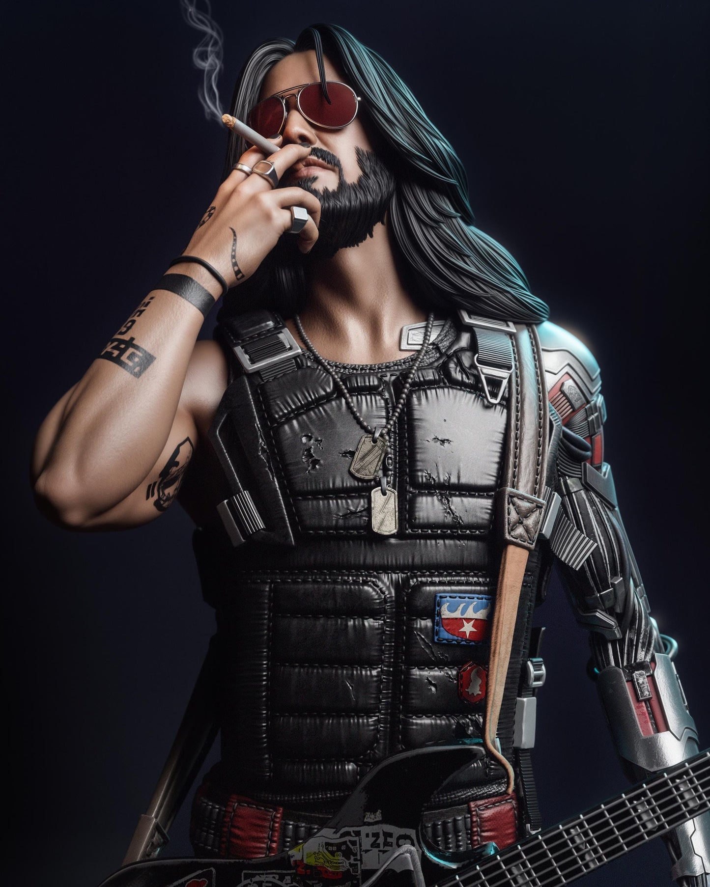Cyber Rebel Guitarist — Painted & DIY | Resin 3D | FAN ART | Garage Kit