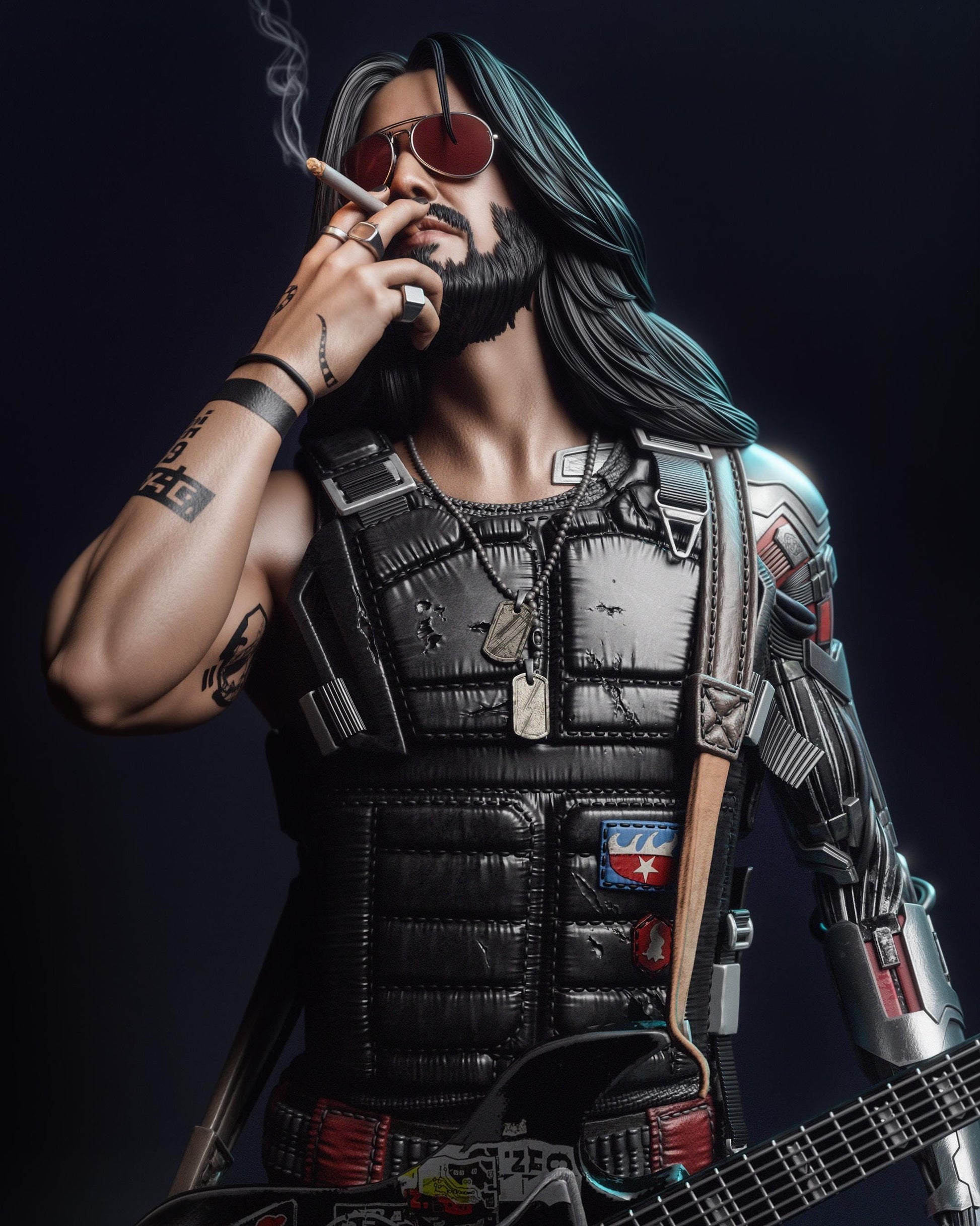 Cyber Rebel Guitarist — Painted & DIY | Resin 3D | FAN ART | Garage Kit