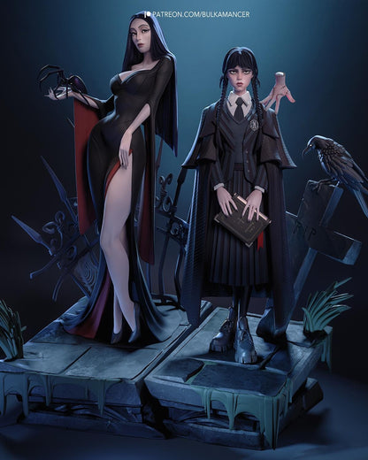 Movie Action Figurine – Handpainted Resin Figure or DIY Model Kit, inspired by The Addams Family Morticia Addams