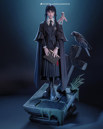 Movie Action Figurine – Handpainted Resin Figure or DIY Model Kit, inspired by The Addams Family Wednesday Addams