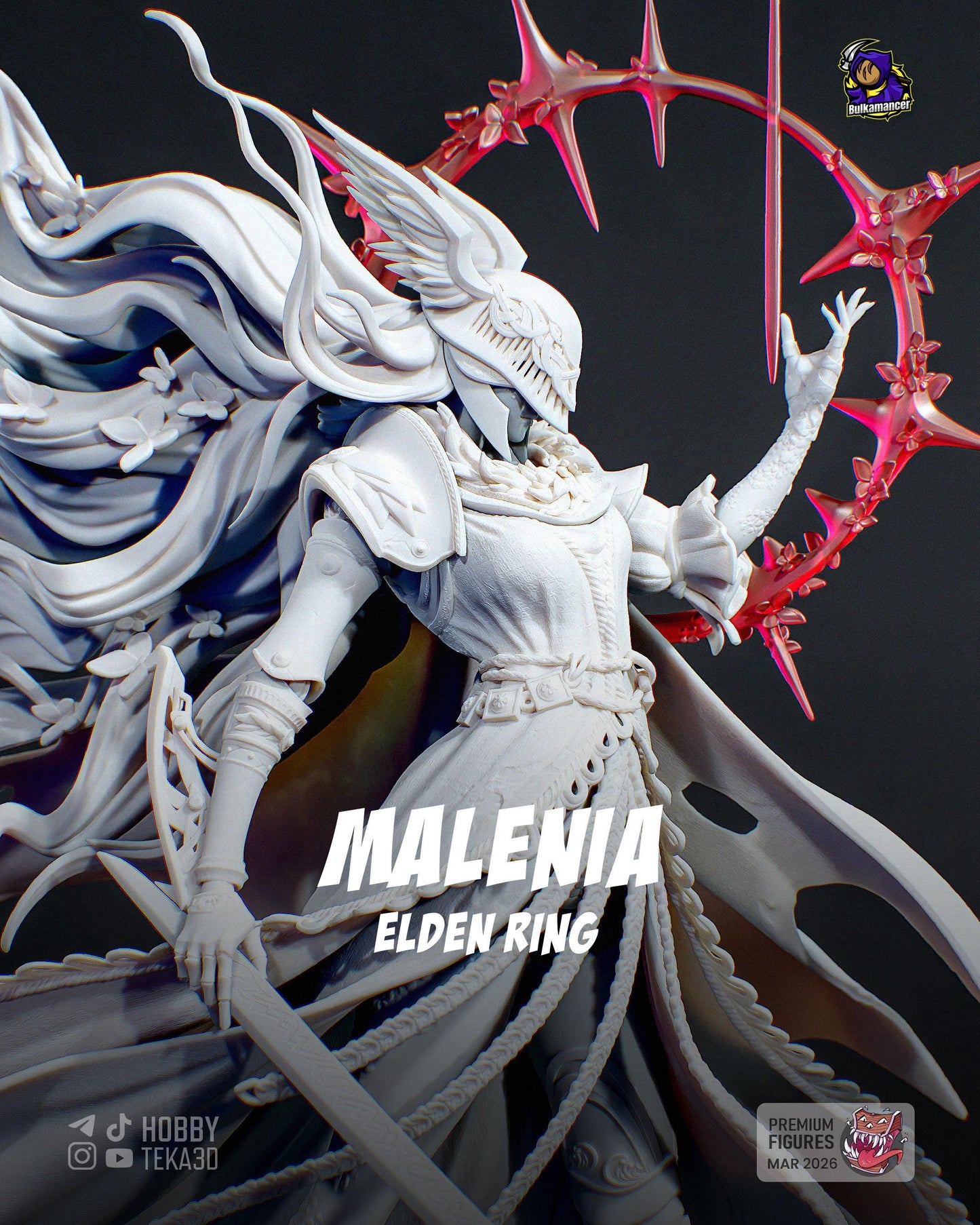 Gaming Action Figurine – Handpainted Resin Figure or DIY Model Kit, inspired by Elden Ring Malenia