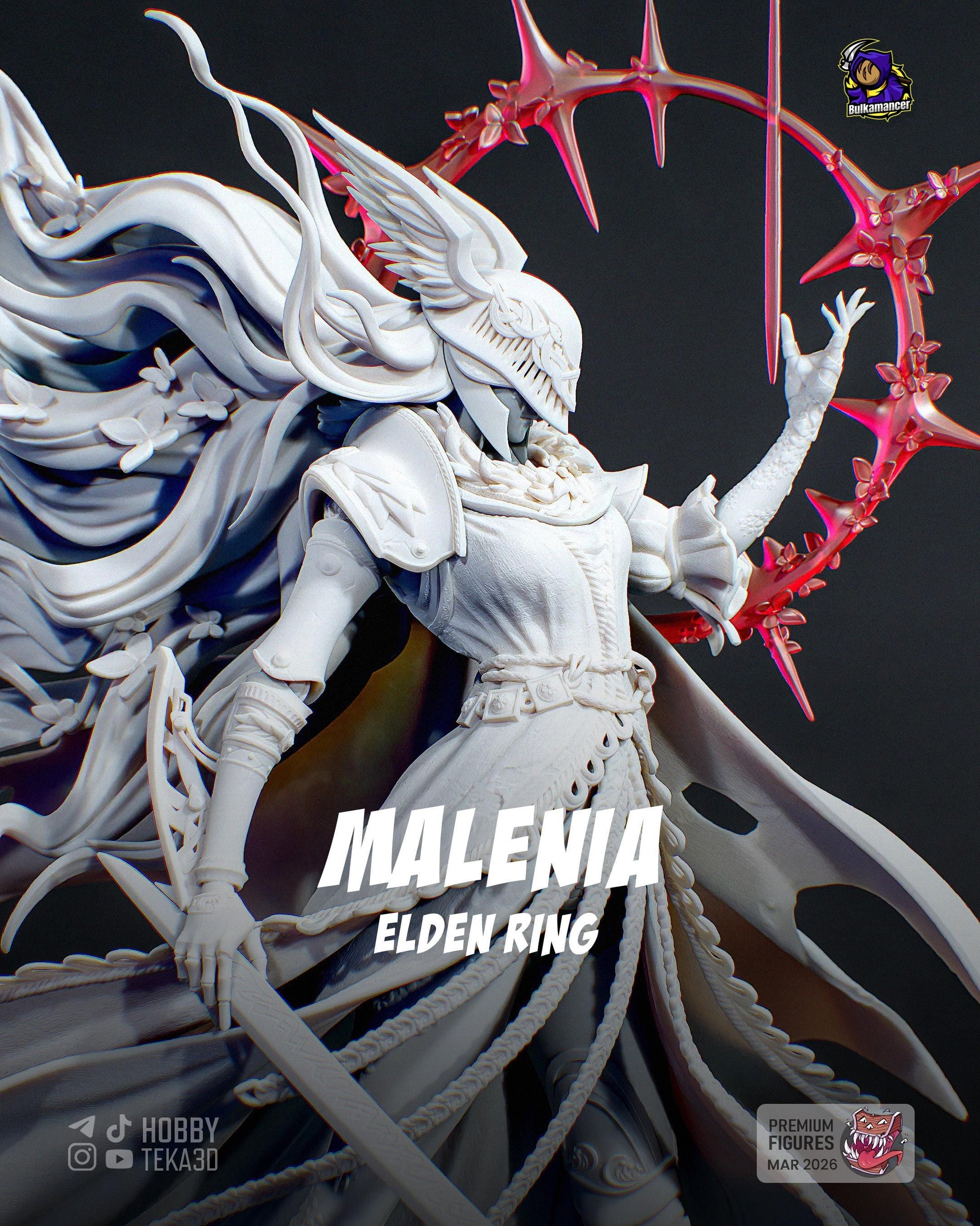 Gaming Action Figurine – Handpainted Resin Figure or DIY Model Kit, inspired by Elden Ring Malenia