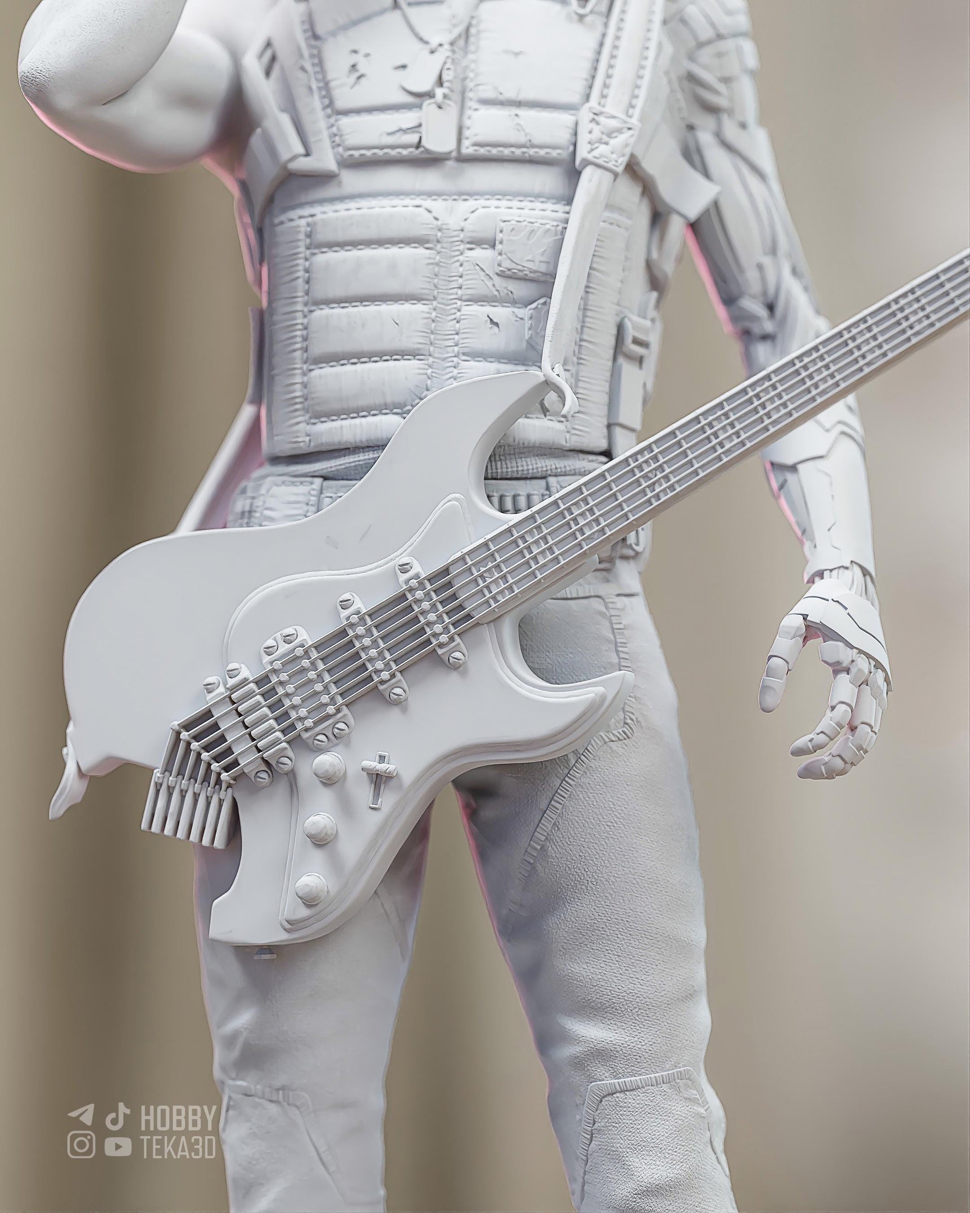 Cyber Rebel Guitarist — Painted & DIY | Resin 3D | FAN ART | Garage Kit
