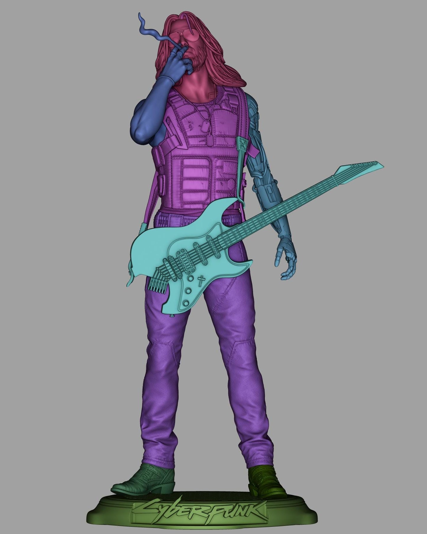 Cyber Rebel Guitarist — Painted & DIY | Resin 3D | FAN ART | Garage Kit