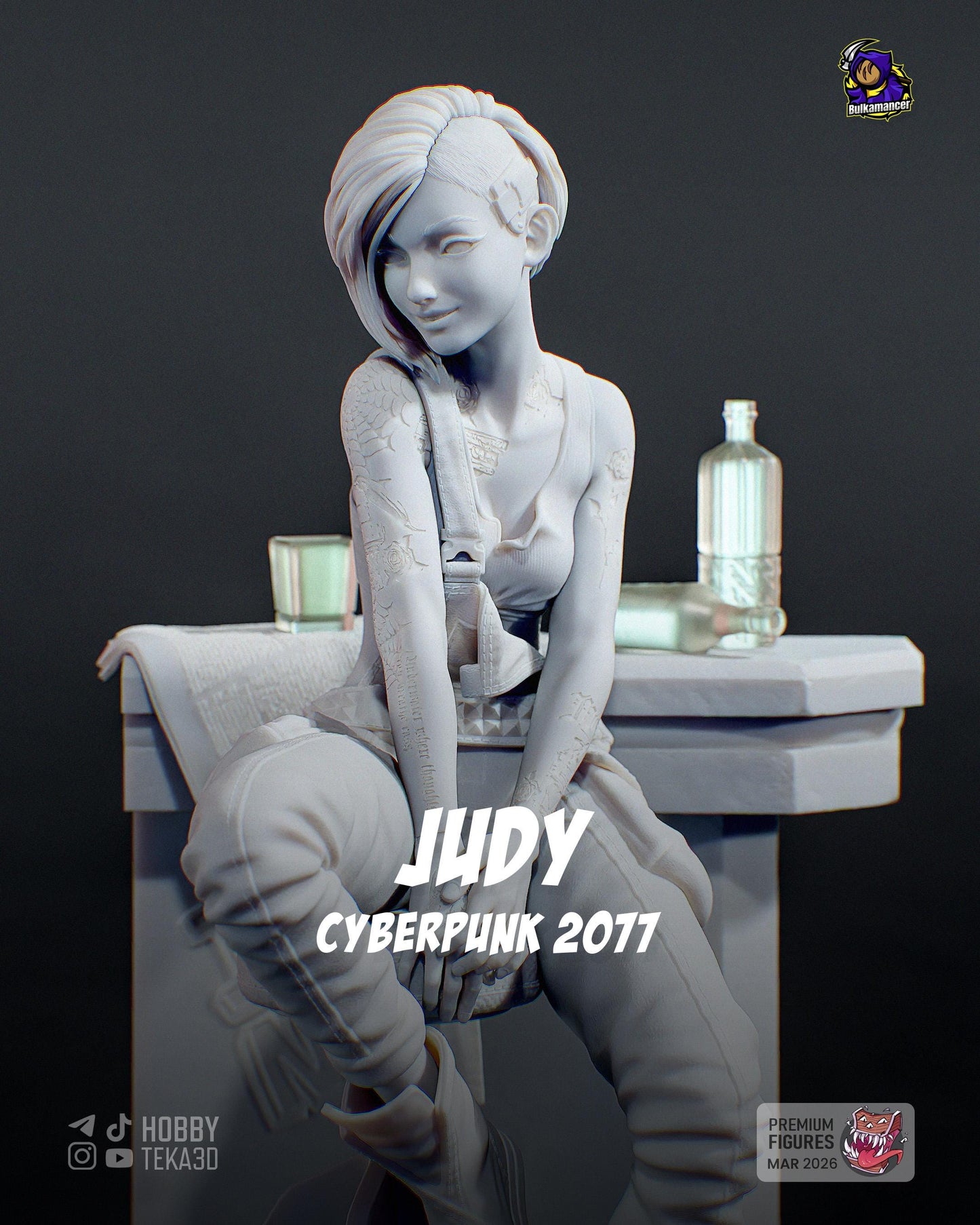 Gaming Action Figurine – Handpainted Resin Figure or DIY Model Kit, Cyberpunk 2077 Judy