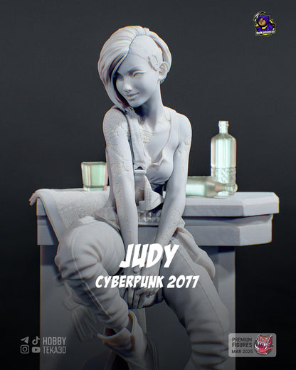 Gaming Action Figurine – Handpainted Resin Figure or DIY Model Kit, Cyberpunk 2077 Judy