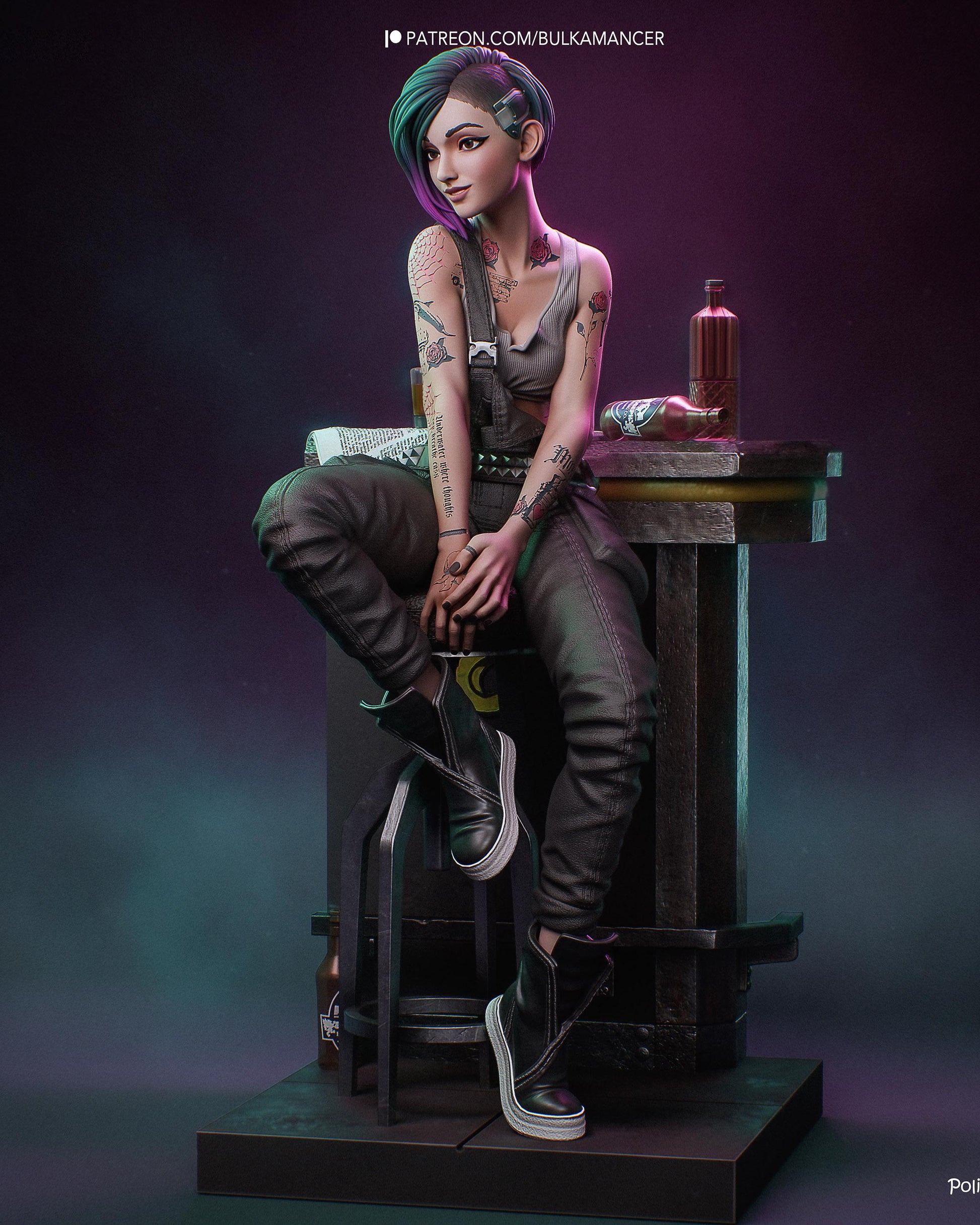 Gaming Action Figurine – Handpainted Resin Figure or DIY Model Kit, Cyberpunk 2077 Judy
