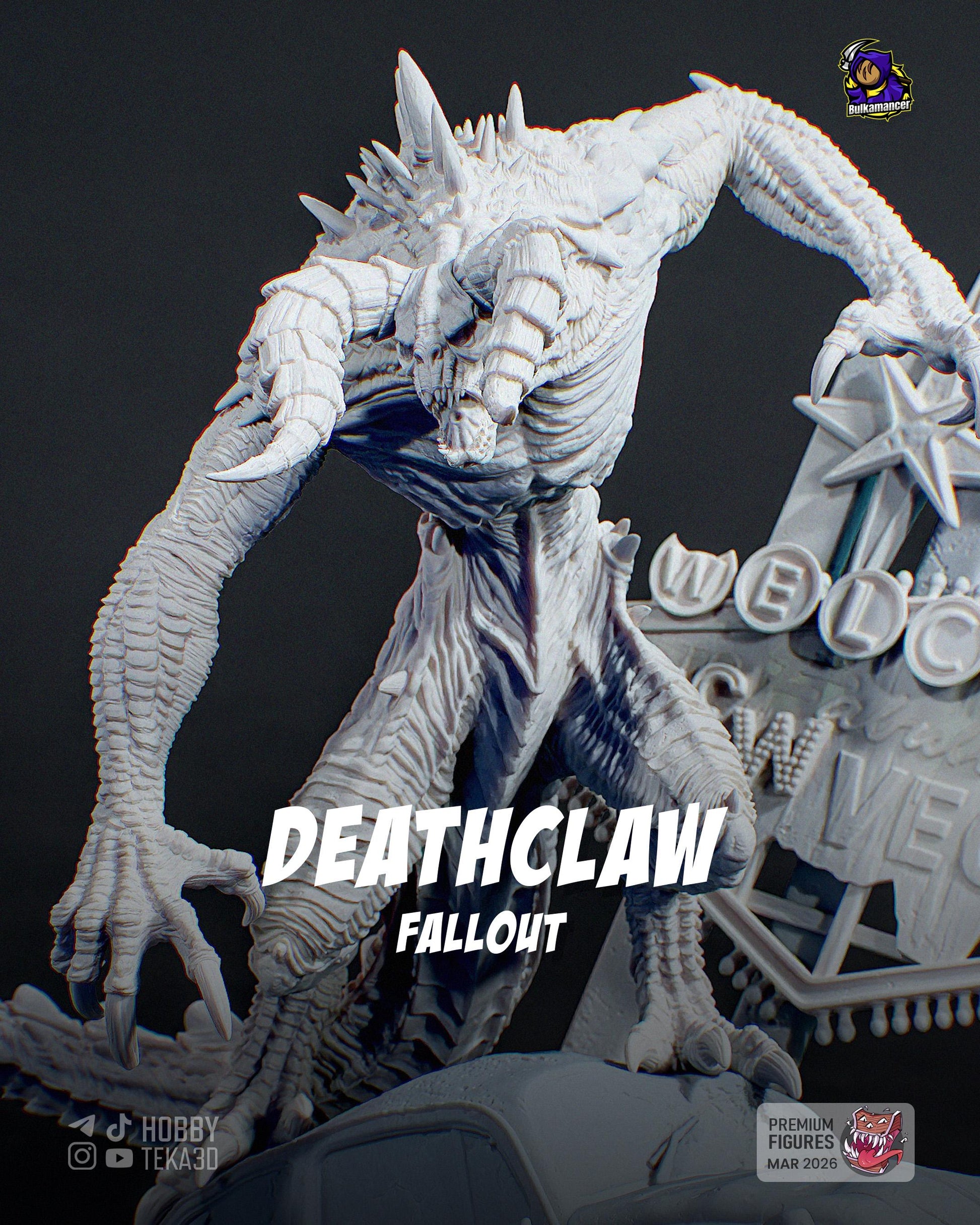 Gaming Action Figurine – Handpainted Resin Figure or DIY Model Kit, inspired by Fallout Deathclaw