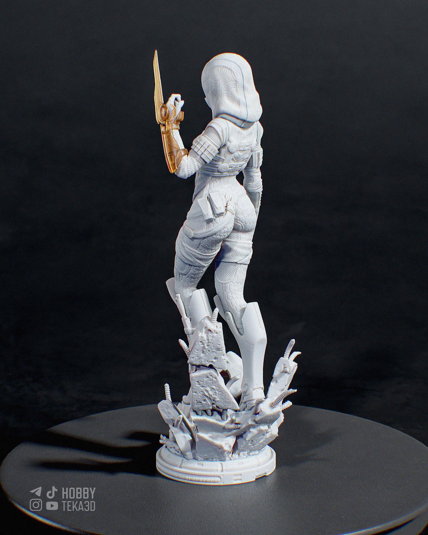 Gaming Action Figurine – Handpainted Resin Figure or DIY Model Kit, inspired by Mass Effect Tali'Zorah