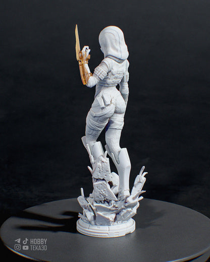 Gaming Action Figurine – Handpainted Resin Figure or DIY Model Kit, inspired by Mass Effect Tali'Zorah
