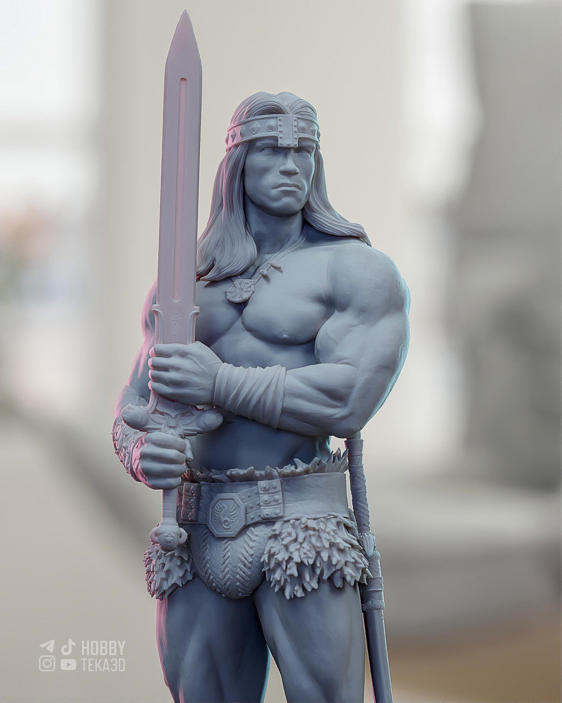 Barbarian Warrior — Painted & DIY | Resin 3D | FAN ART | Garage Kit