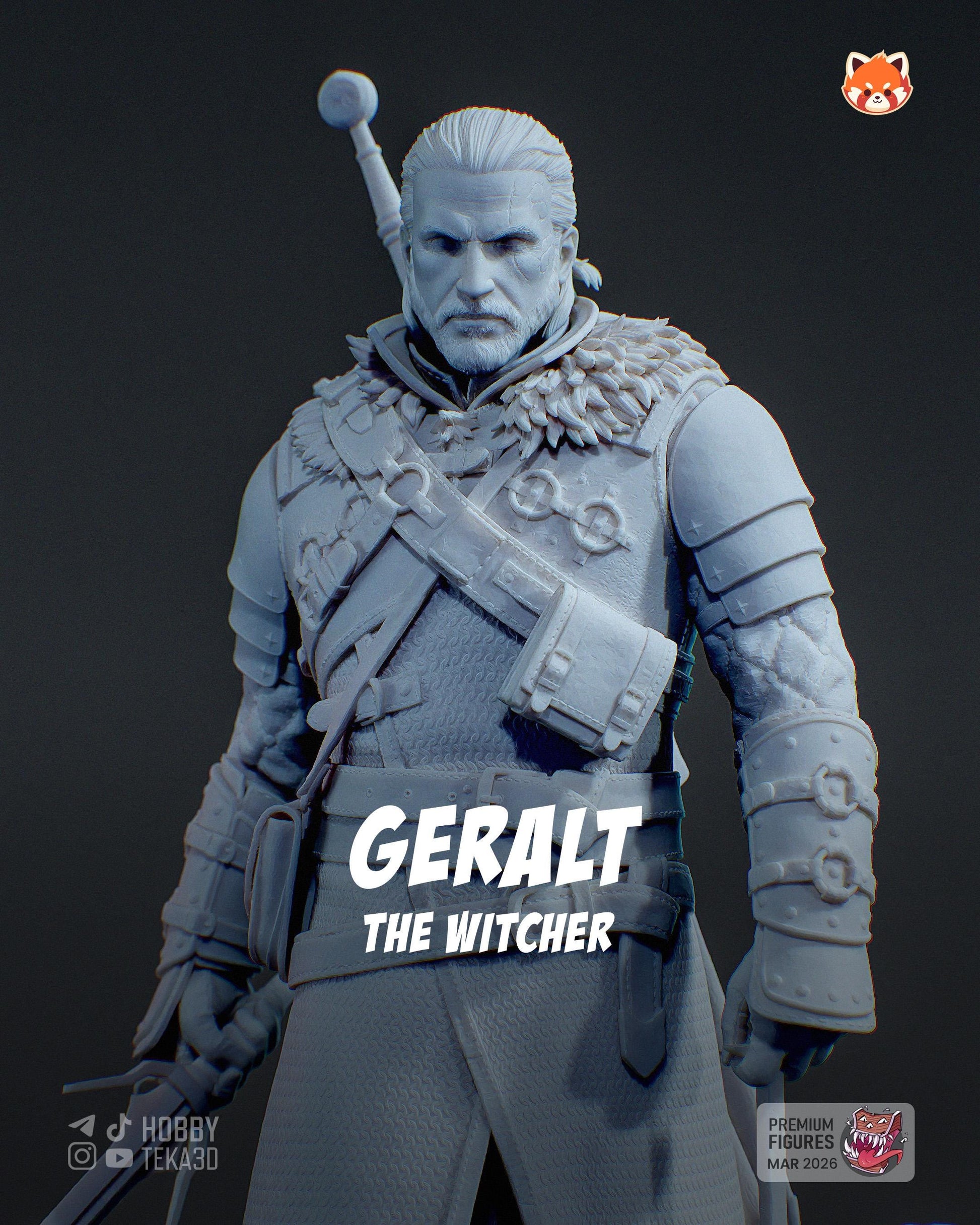 Gaming Action Figurine – Handpainted Resin Figure or DIY Model Kit, inspired by The Witcher Geralt of Rivia
