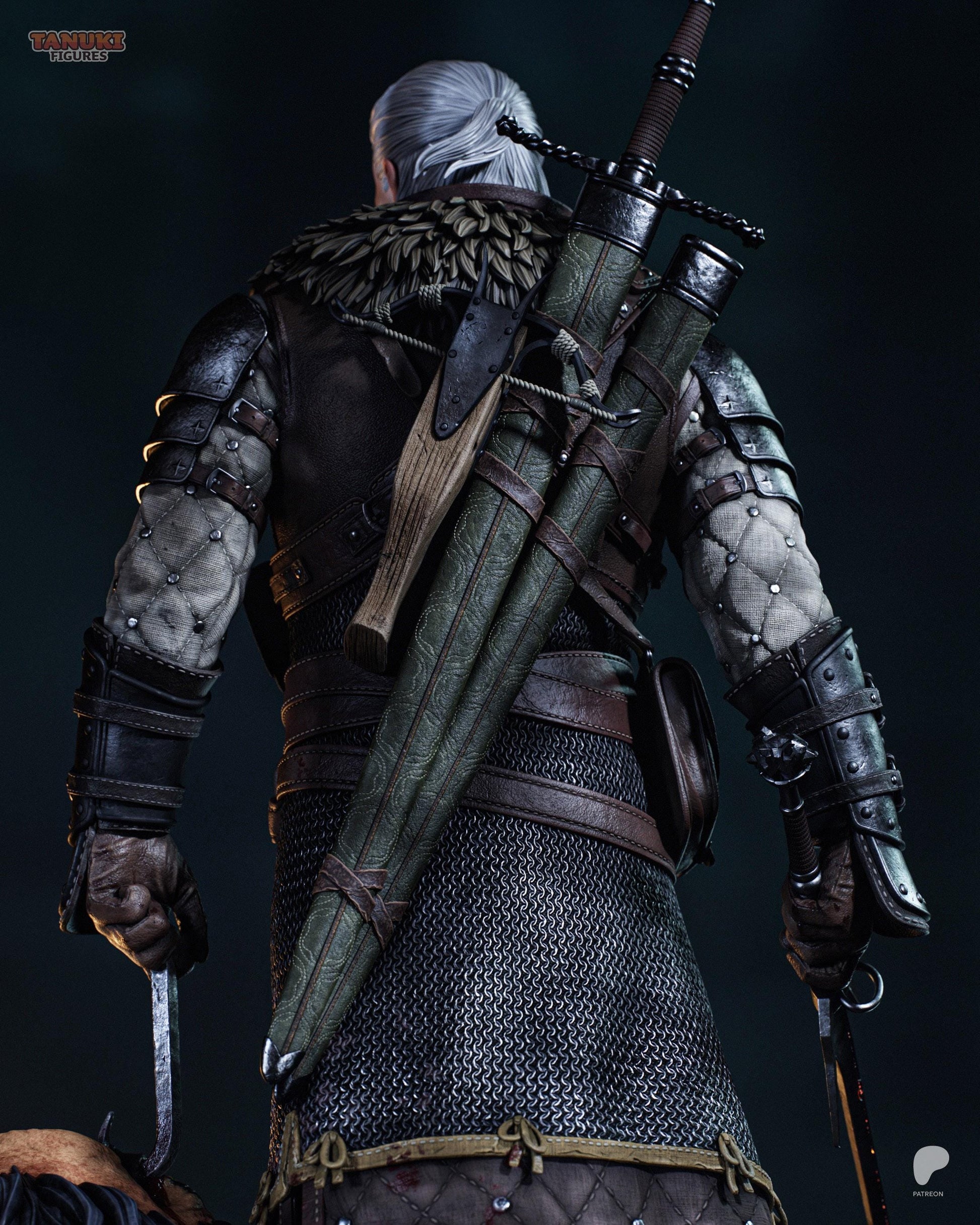 Gaming Action Figurine – Handpainted Resin Figure or DIY Model Kit, inspired by The Witcher Geralt of Rivia