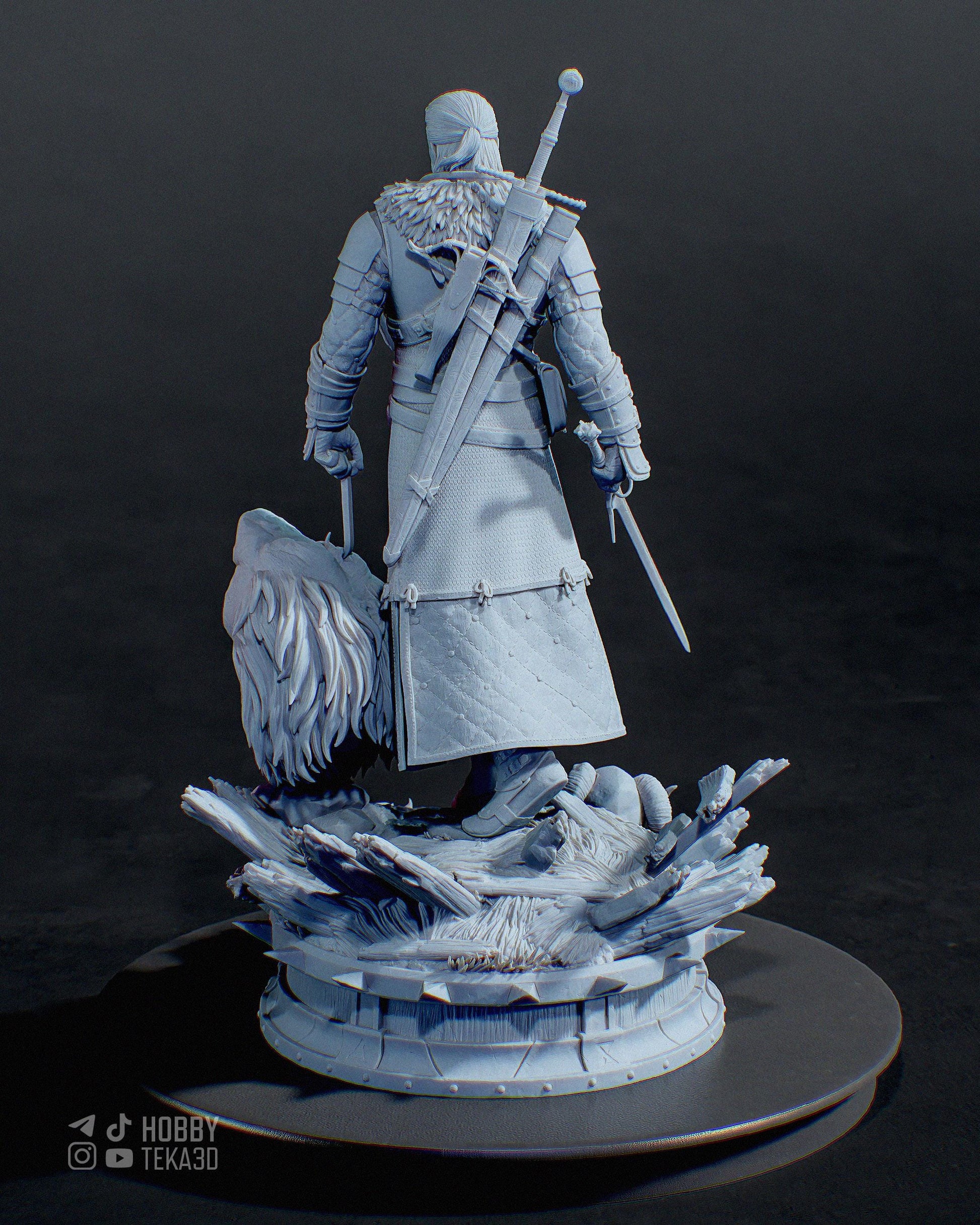 Gaming Action Figurine – Handpainted Resin Figure or DIY Model Kit, inspired by The Witcher Geralt of Rivia