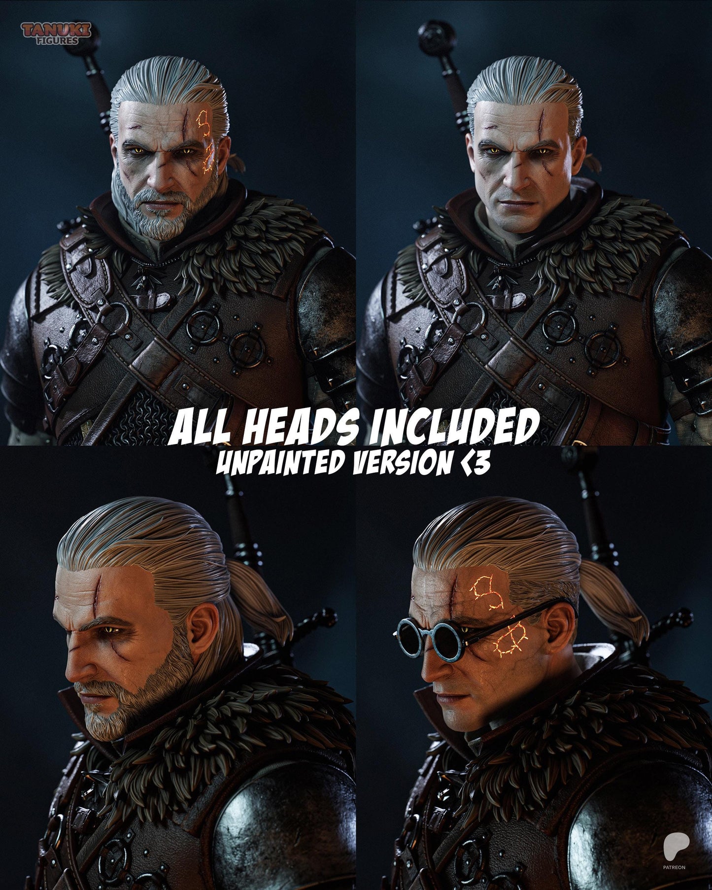 Gaming Action Figurine – Handpainted Resin Figure or DIY Model Kit, inspired by The Witcher Geralt of Rivia