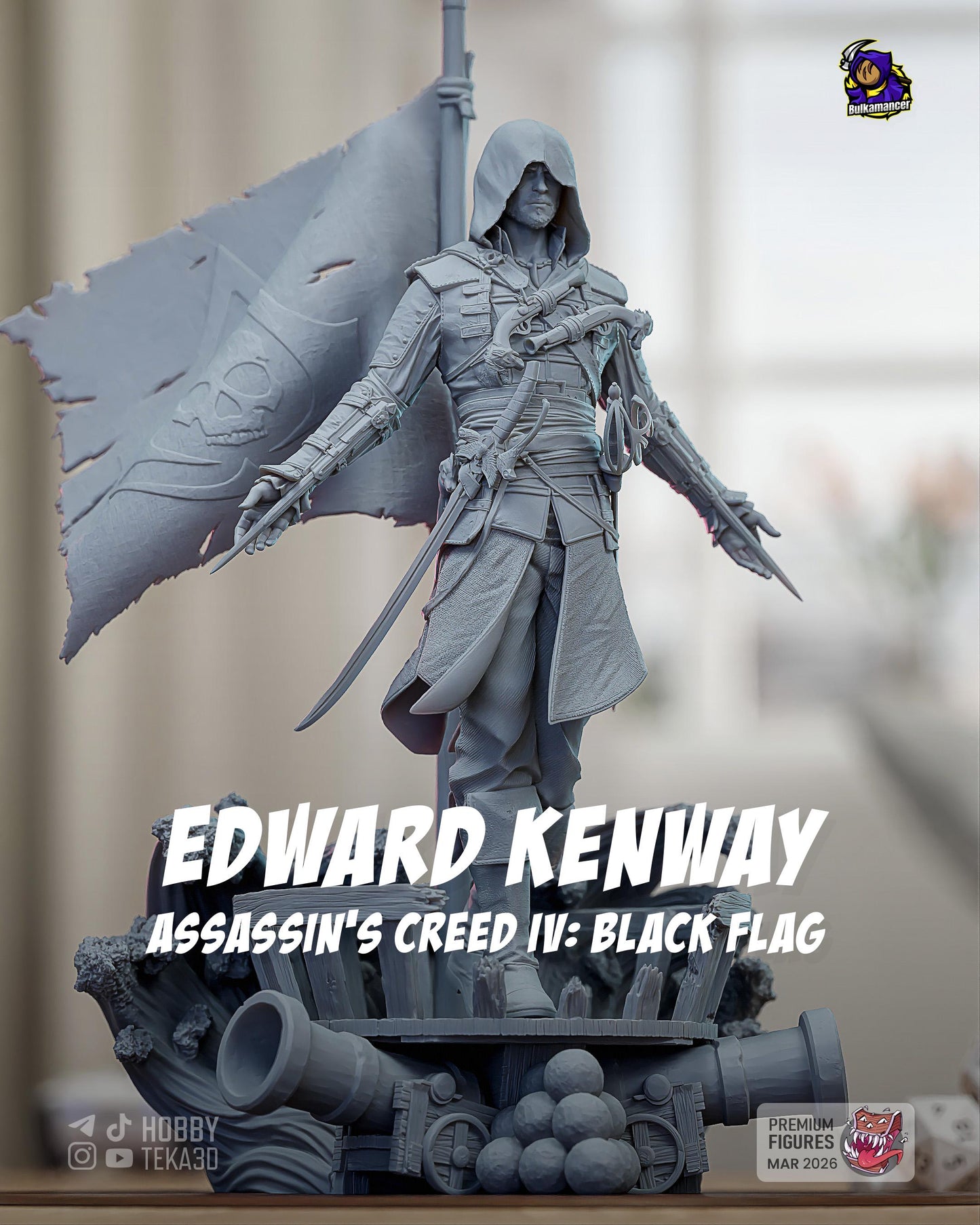 Gaming Action Figurine – Handpainted Resin Figure or DIY Model Kit, inspired by Assassin's Creed IV: Black Flag Edward Kenway