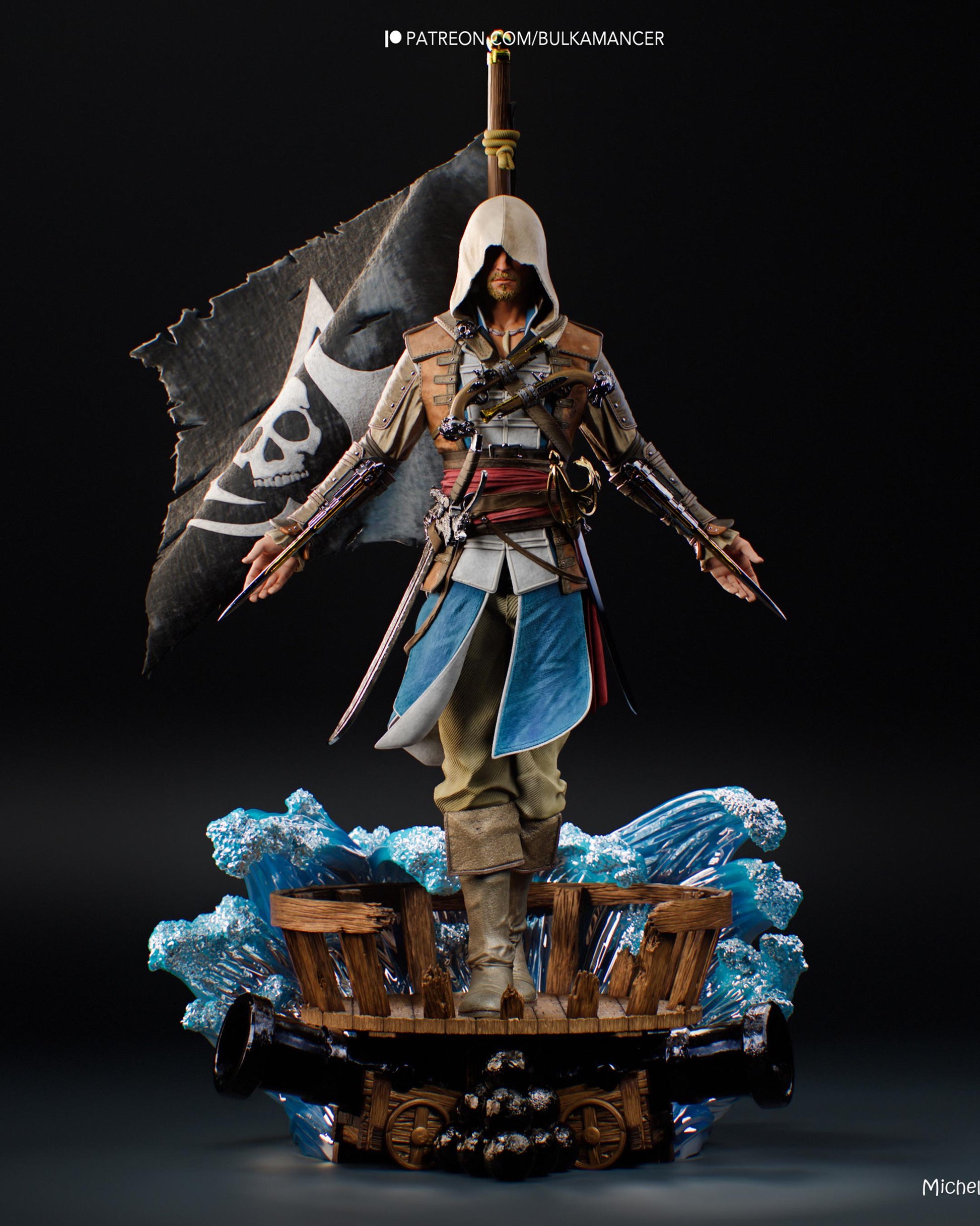 Gaming Action Figurine – Handpainted Resin Figure or DIY Model Kit, inspired by Assassin's Creed IV: Black Flag Edward Kenway