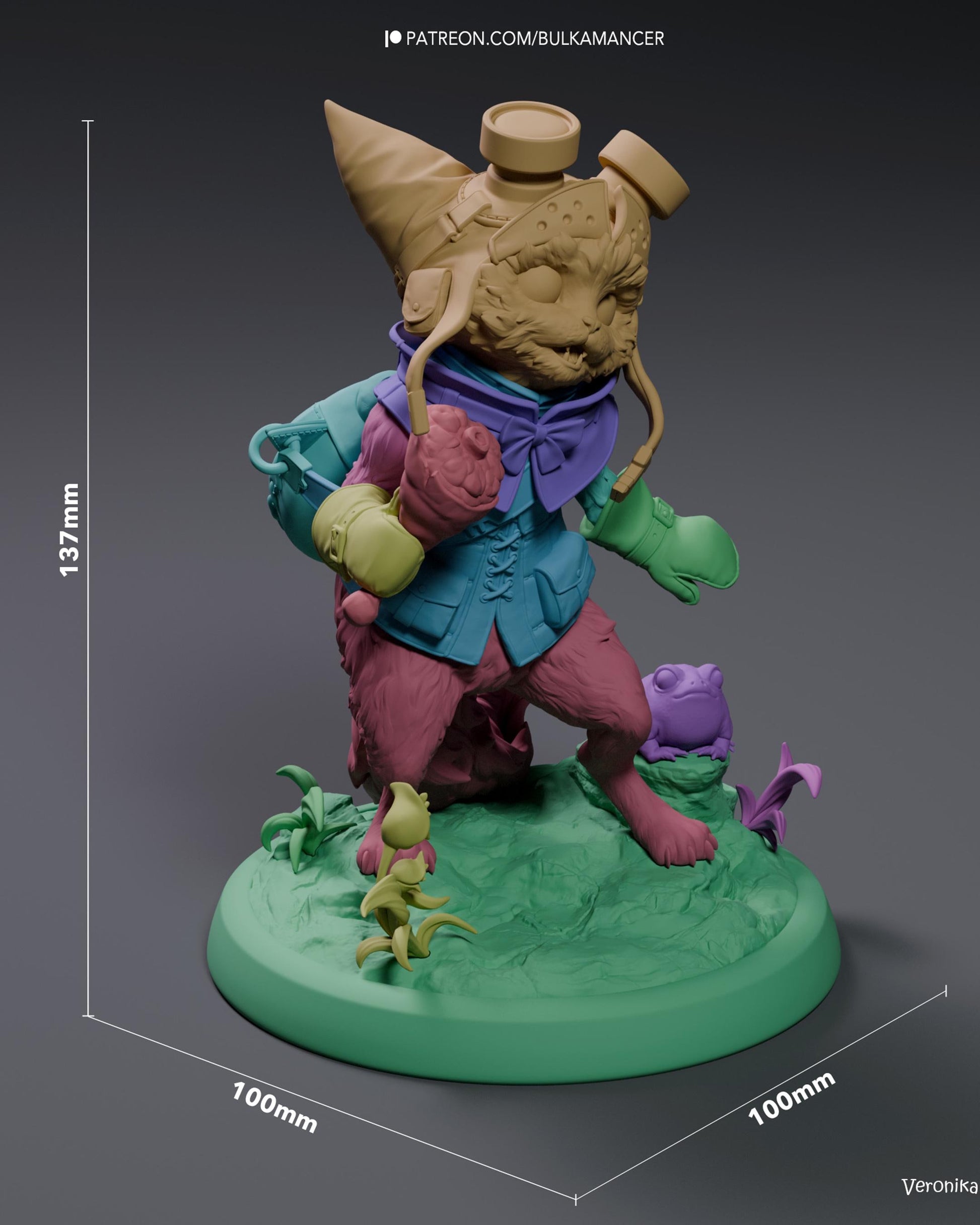 Unpainted Cute Cat Adventurer Resin Model Kit – 1/8 and 1/6 Scale – by Bulkamancers – Fantasy Pet DIY Kit – photo 4
