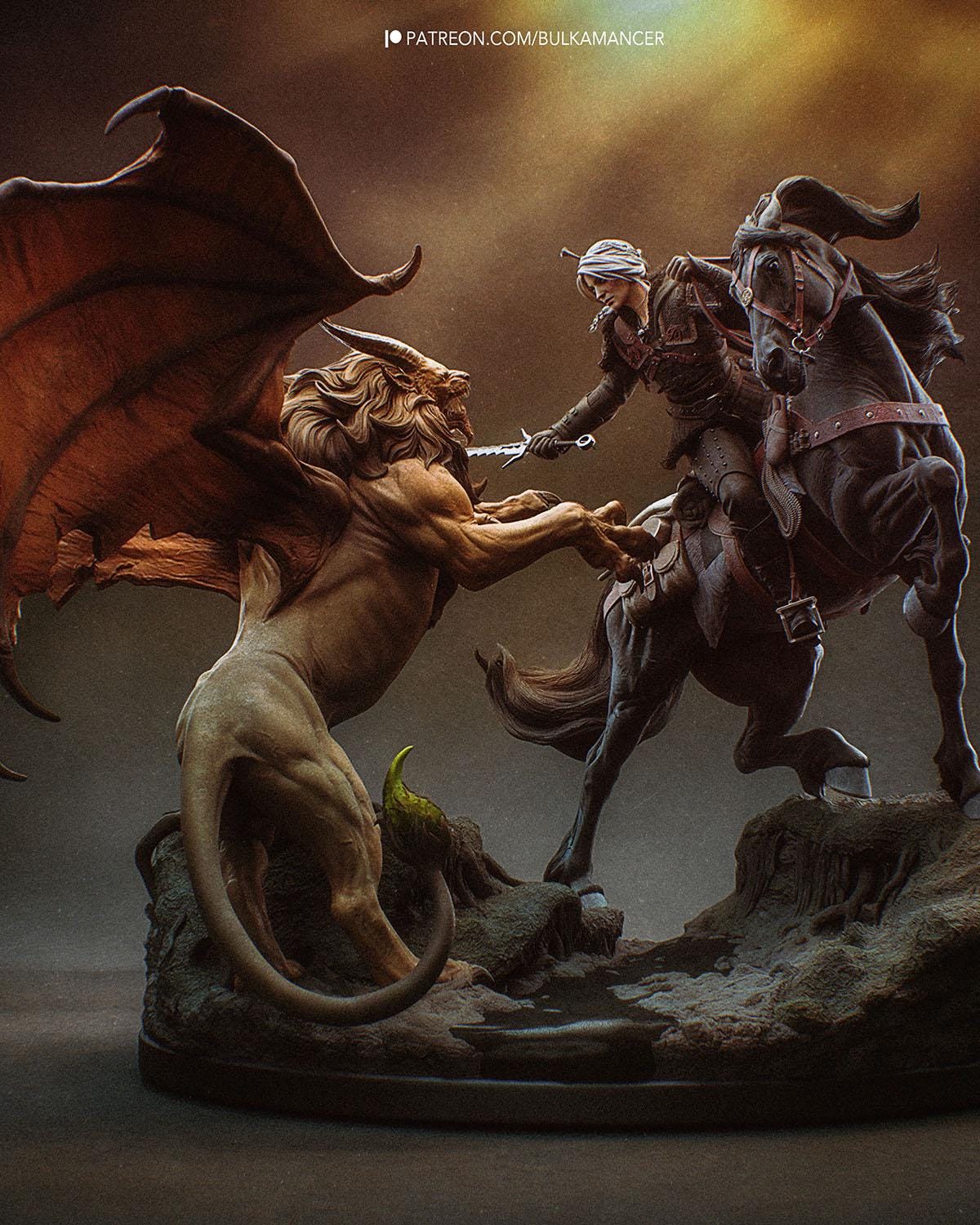 Ciri vs Manticore — Painted & DIY | Resin 3D | FAN ART | Garage Kit