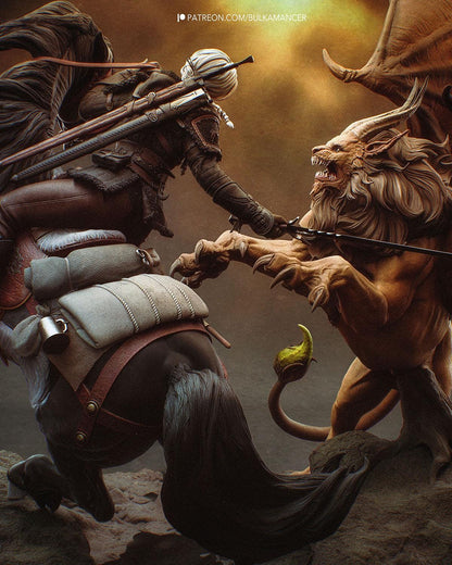 Ciri vs Manticore — Painted & DIY | Resin 3D | FAN ART | Garage Kit