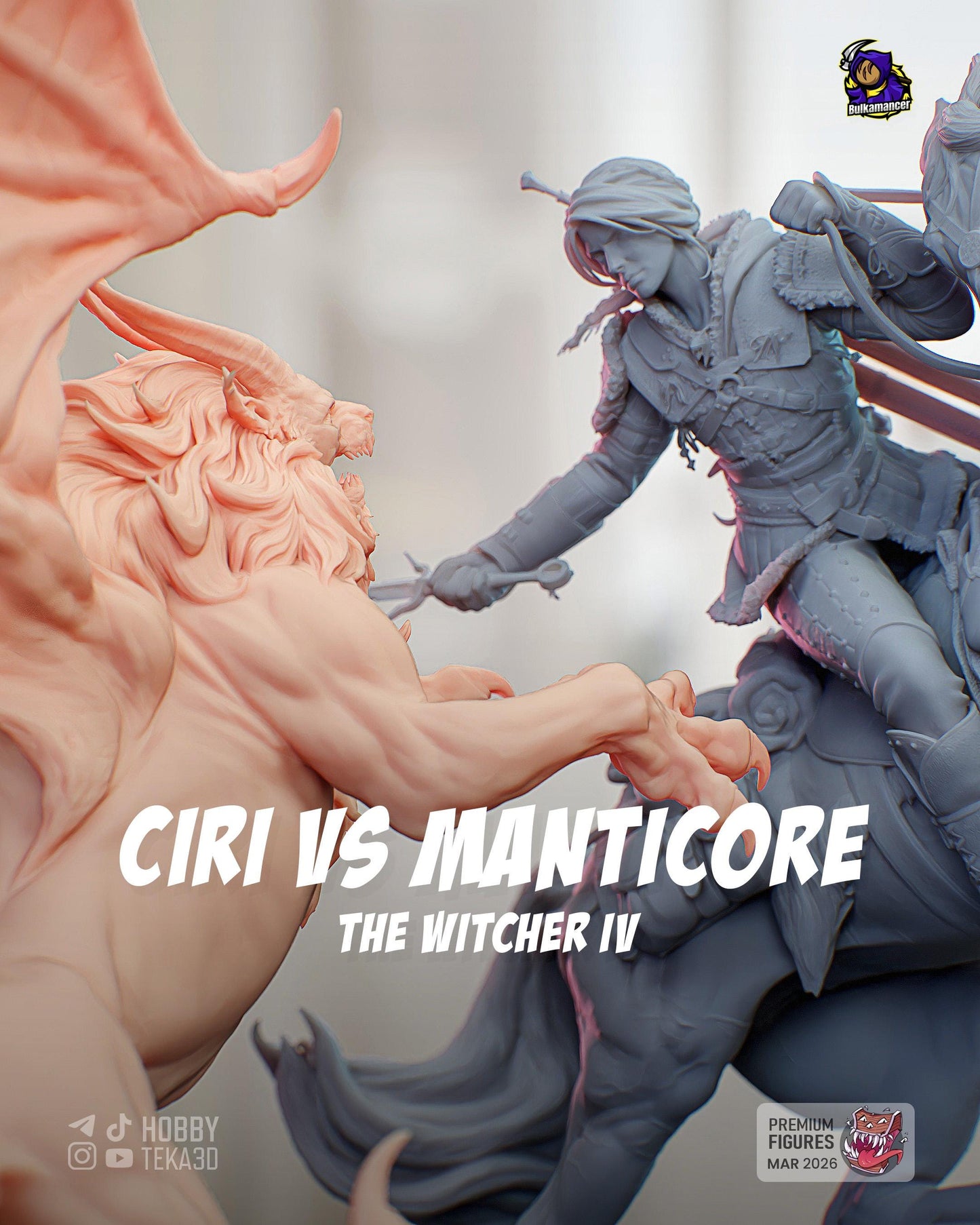 Ciri vs Manticore — Painted & DIY | Resin 3D | FAN ART | Garage Kit