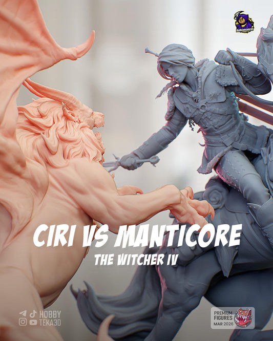 Ciri vs Manticore — Painted & DIY | Resin 3D | FAN ART | Garage Kit