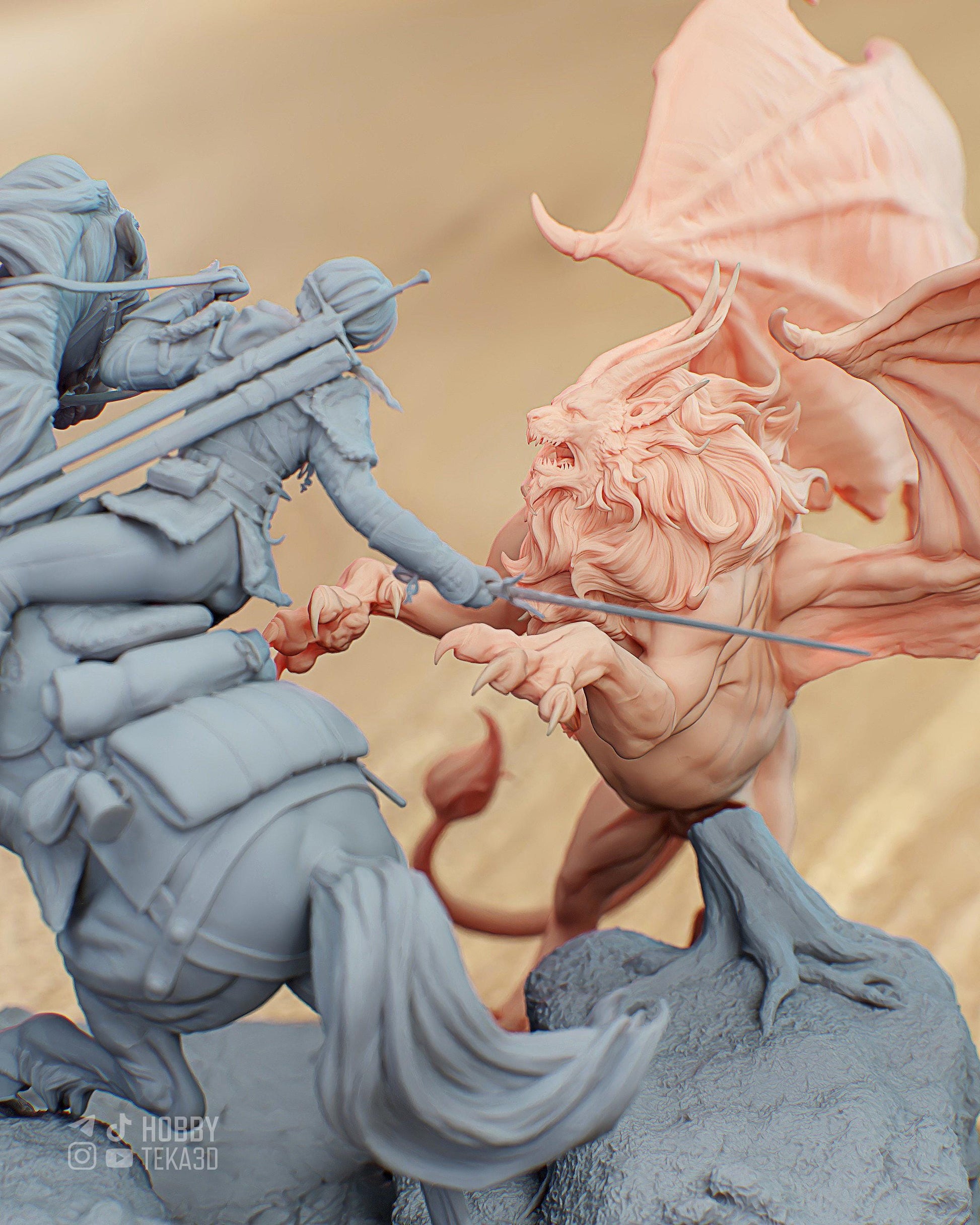 Ciri vs Manticore — Painted & DIY | Resin 3D | FAN ART | Garage Kit