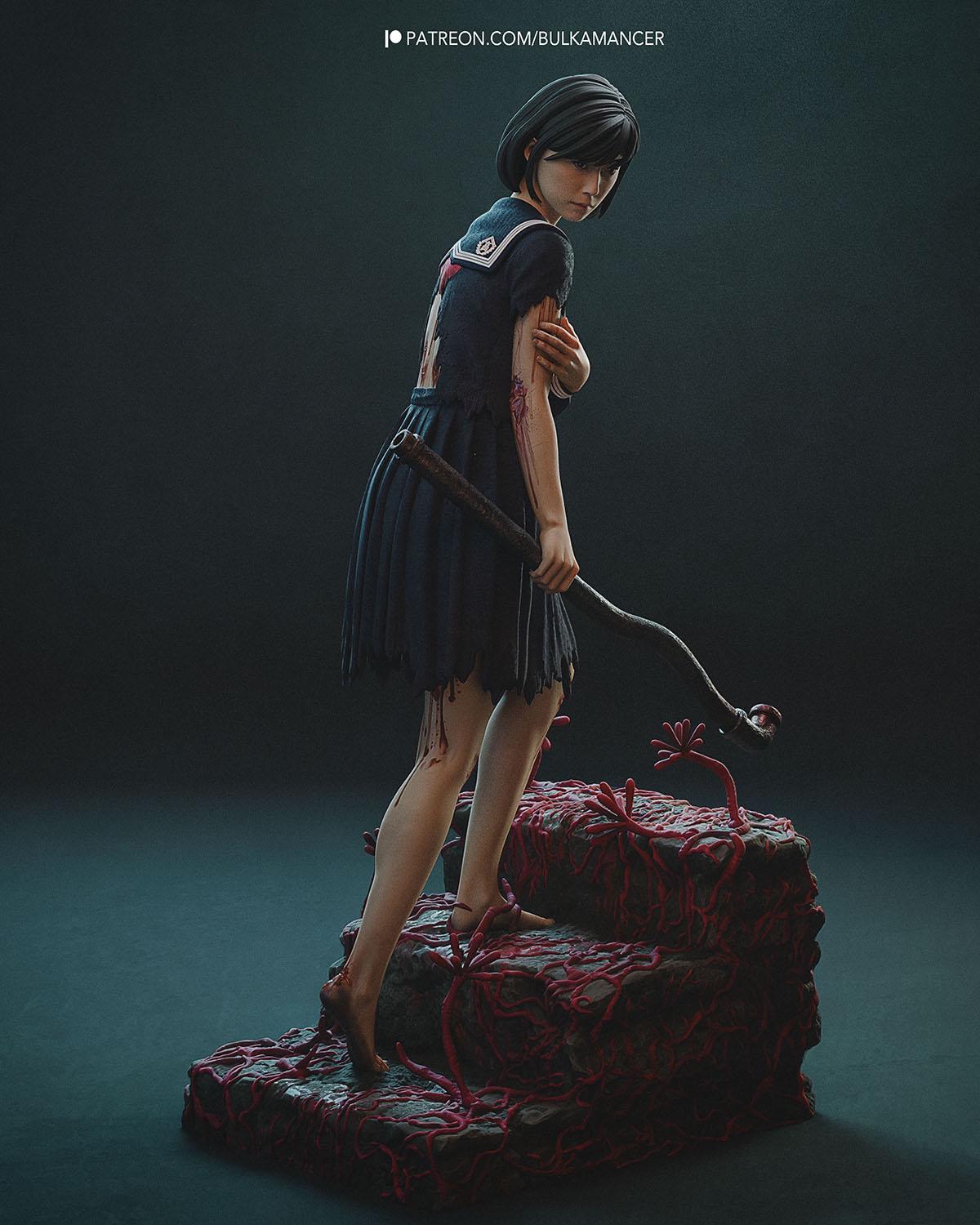 Gaming Action Figurine – Handpainted Resin Figure or DIY Model Kit, inspired by Silent Hill f Hinako Shimizu