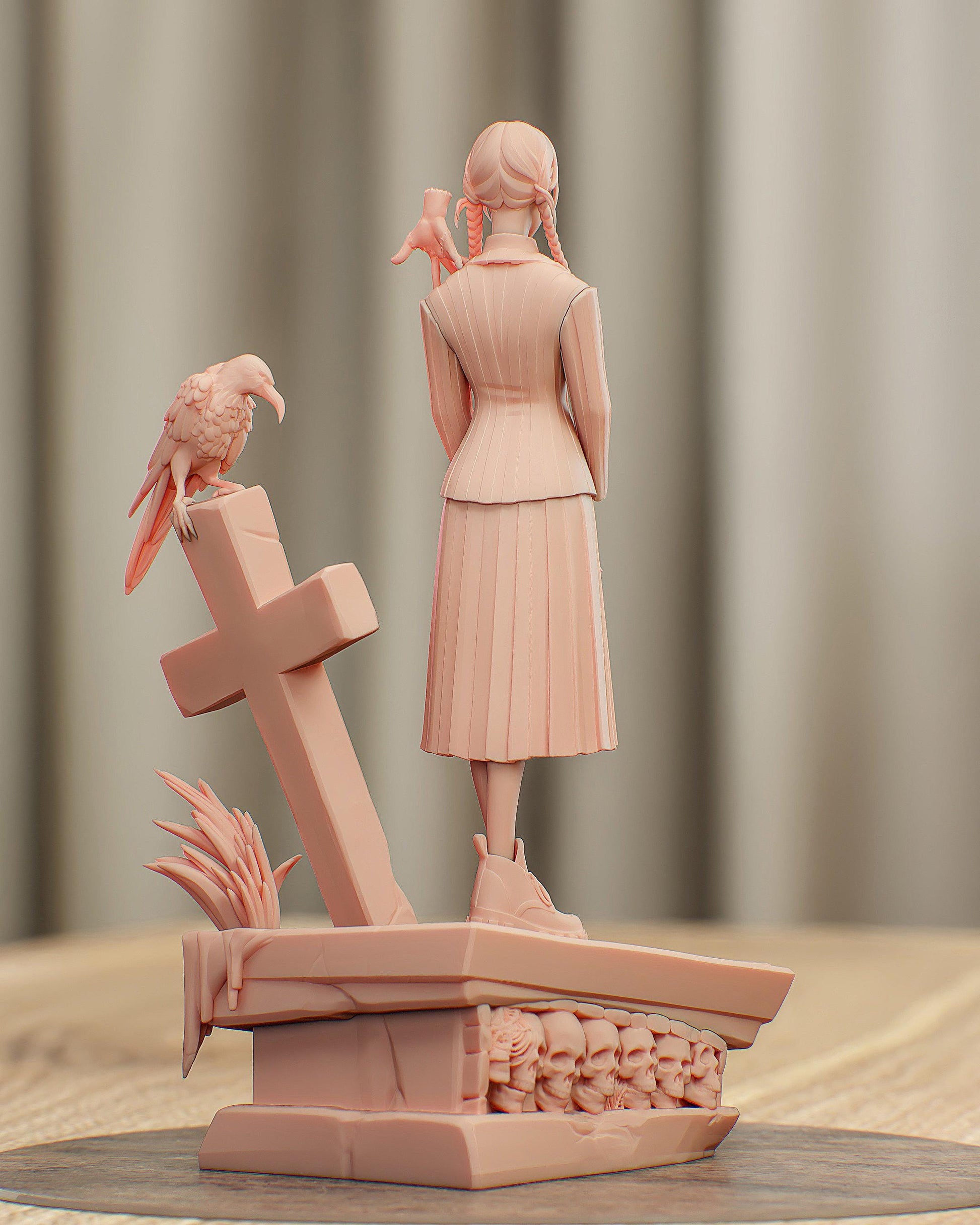 Movie Action Figurine – Handpainted Resin Figure or DIY Model Kit, inspired by The Addams Family Wednesday Addams