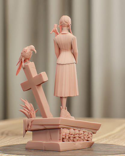 Movie Action Figurine – Handpainted Resin Figure or DIY Model Kit, inspired by The Addams Family Wednesday Addams