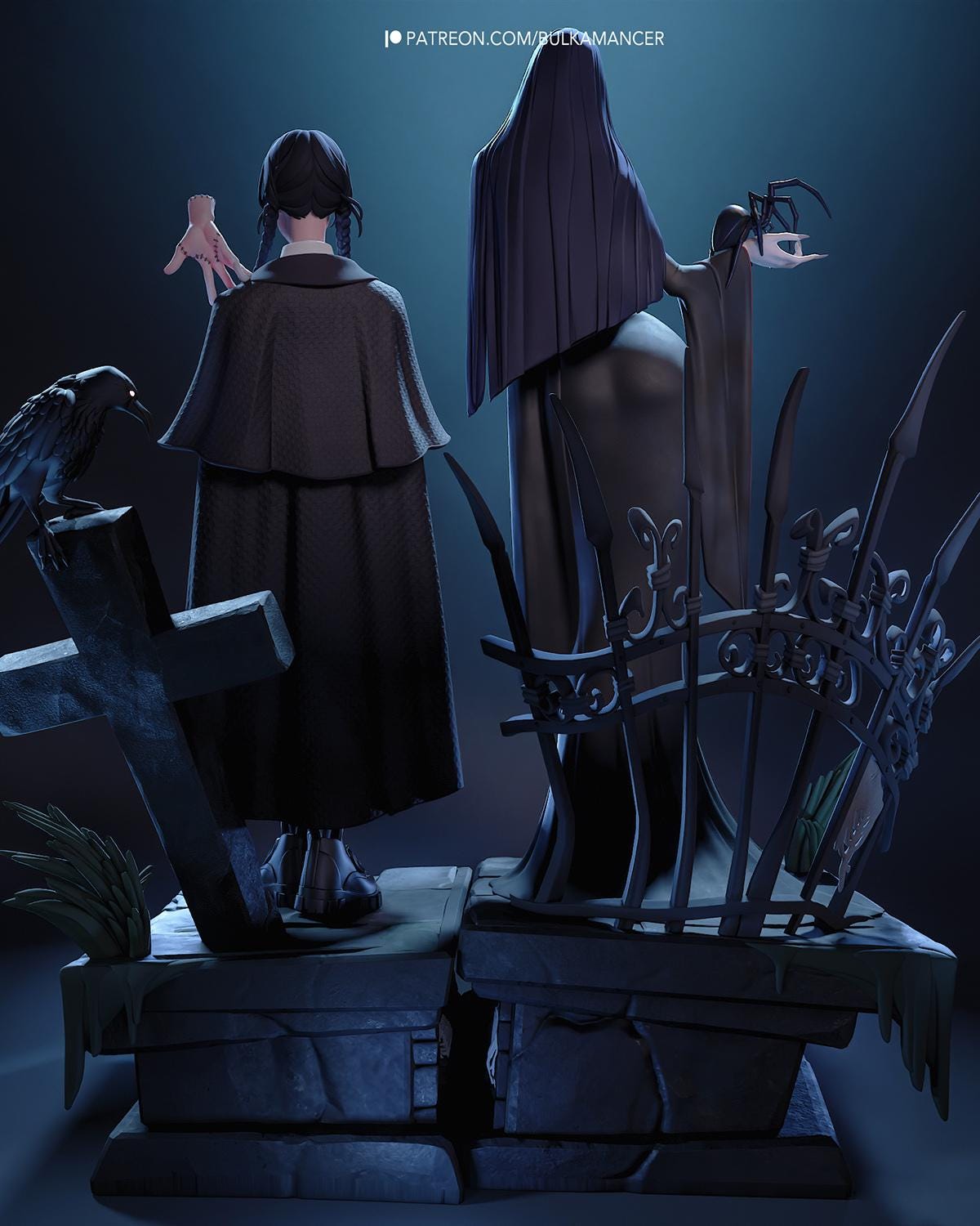 Movie Action Figurine – Handpainted Resin Figure or DIY Model Kit, inspired by The Addams Family Wednesday Addams