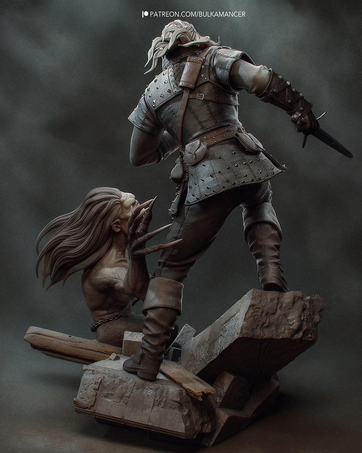Fantasy Action Figurine – Handpainted Resin Figure or DIY Model Kit, inspired by The Witcher Book Series Geralt of Rivia