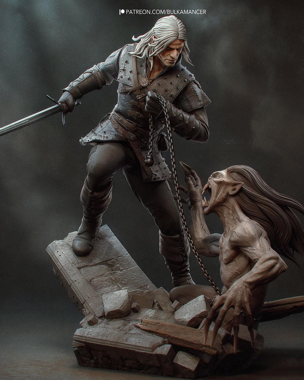 Fantasy Action Figurine – Handpainted Resin Figure or DIY Model Kit, inspired by The Witcher Book Series Geralt of Rivia