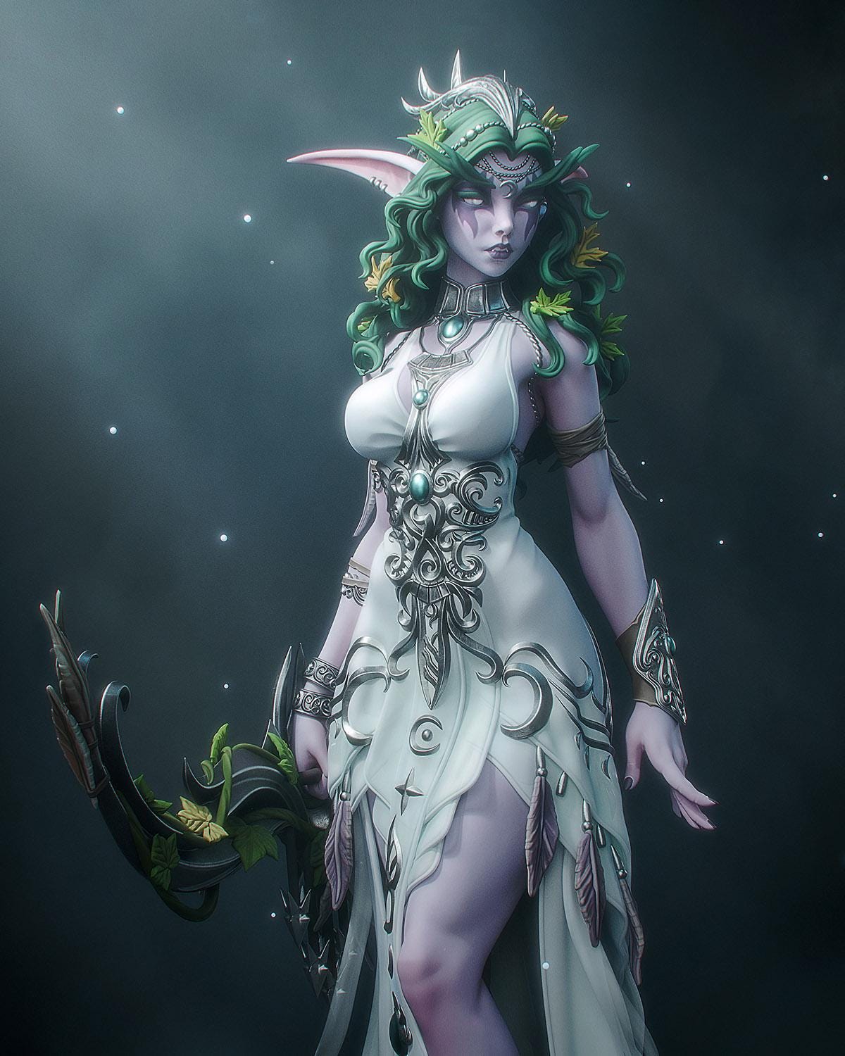Gaming Action Figurine – Handpainted Resin Figure or DIY Model Kit, inspired by World of Warcraft Tyrande Whisperwind