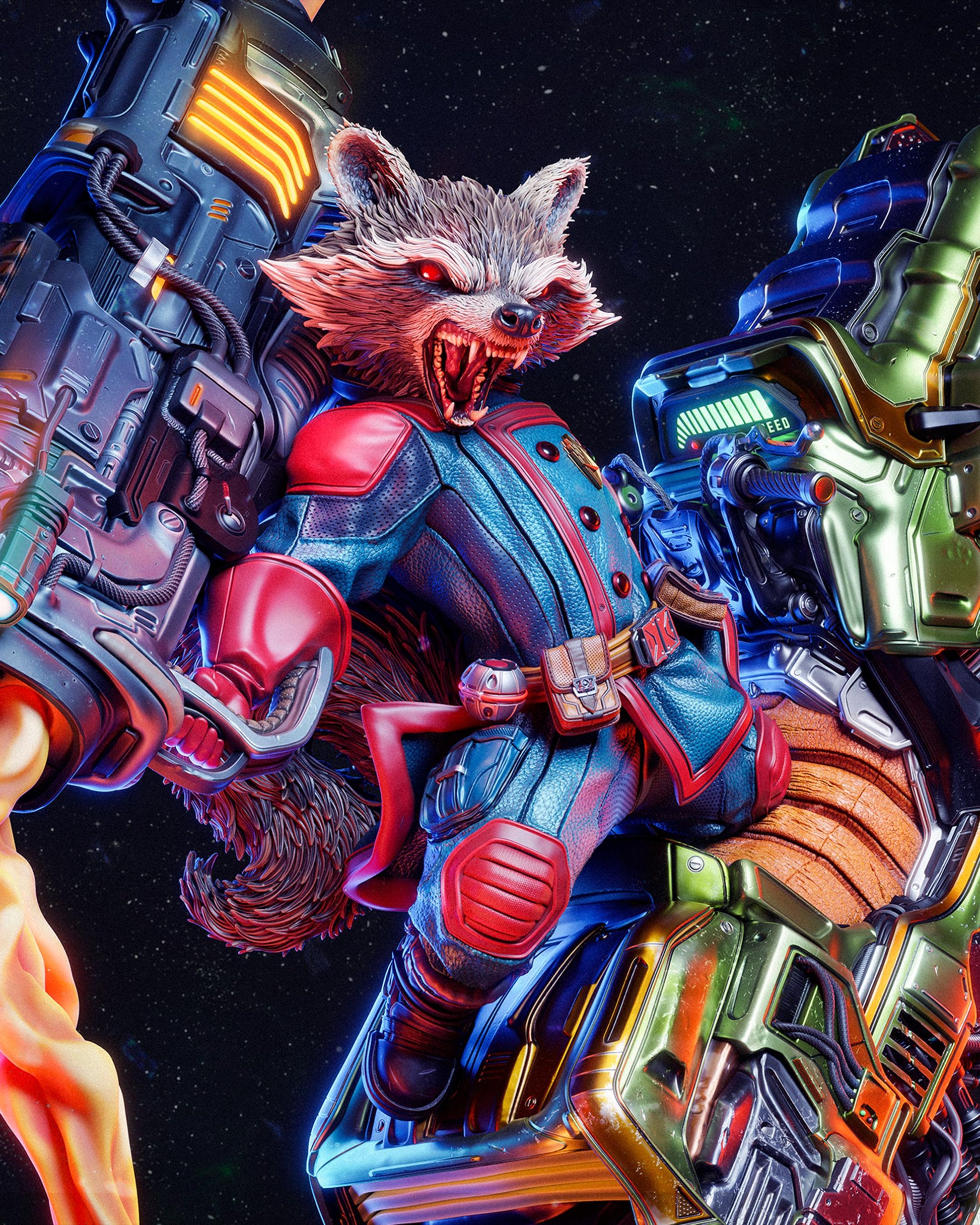 Gaming Action Figurine – Handpainted Resin Figure or DIY Model Kit, Marvel Rocket Raccoon