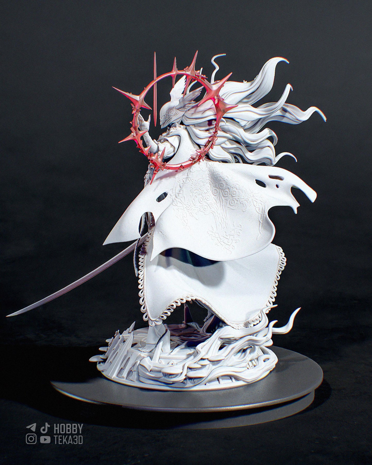 Gaming Action Figurine – Handpainted Resin Figure or DIY Model Kit, inspired by Elden Ring Malenia