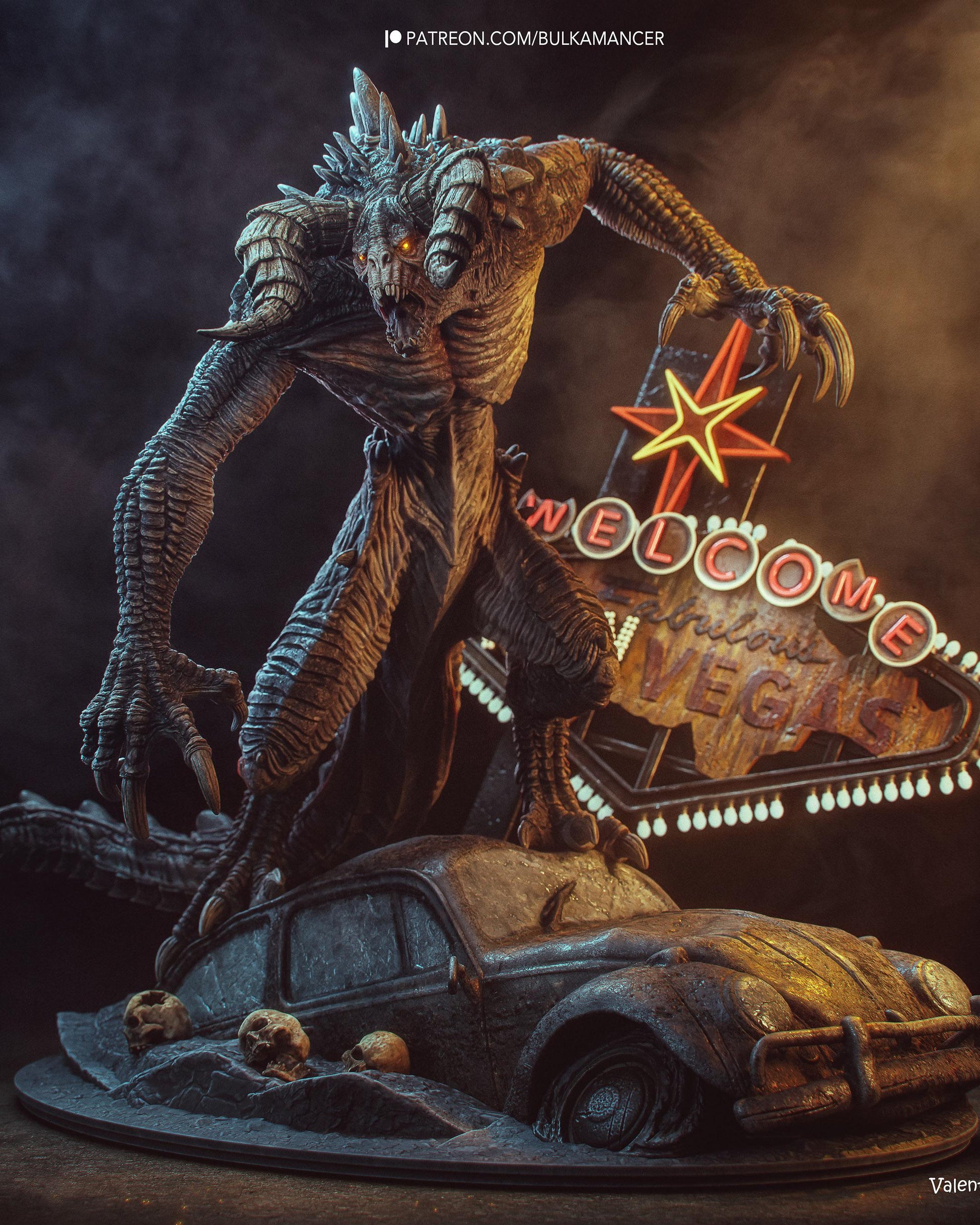 Gaming Action Figurine – Handpainted Resin Figure or DIY Model Kit, inspired by Fallout Deathclaw