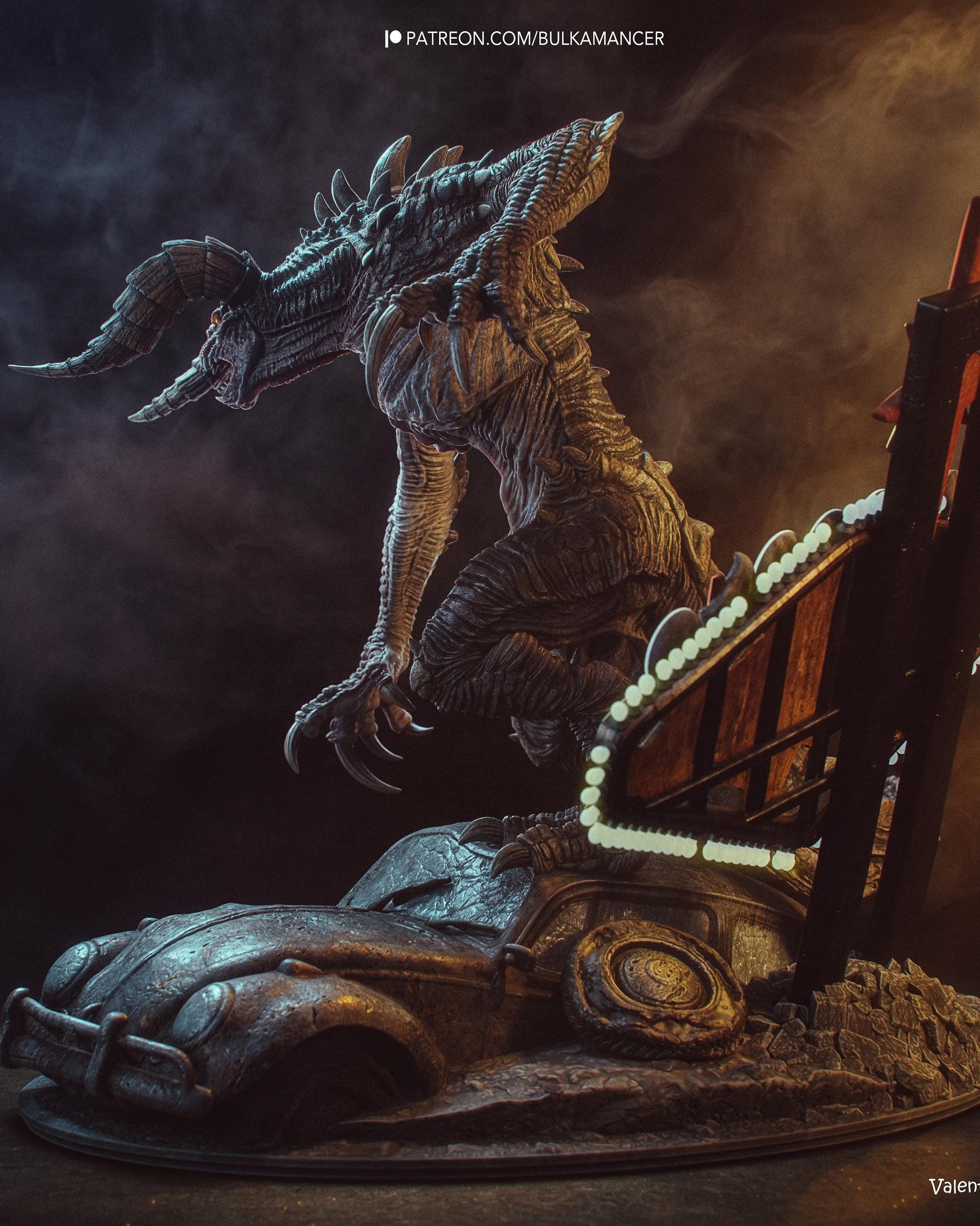 Gaming Action Figurine – Handpainted Resin Figure or DIY Model Kit, inspired by Fallout Deathclaw
