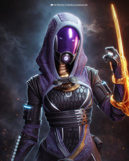 Gaming Action Figurine – Handpainted Resin Figure or DIY Model Kit, inspired by Mass Effect Tali'Zorah