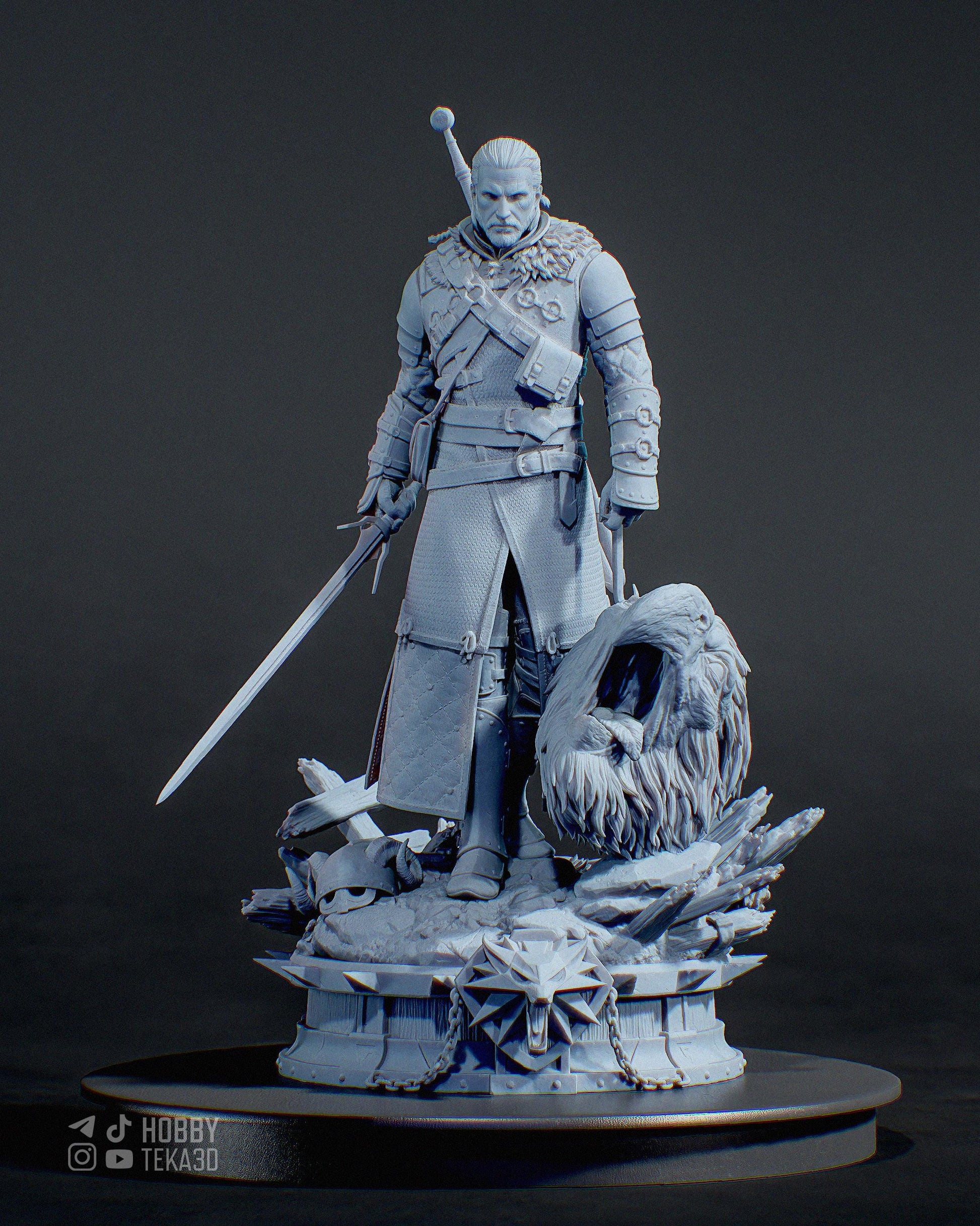 Gaming Action Figurine – Handpainted Resin Figure or DIY Model Kit, inspired by The Witcher Geralt of Rivia