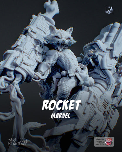 Gaming Action Figurine – Handpainted Resin Figure or DIY Model Kit, Marvel Rocket Raccoon
