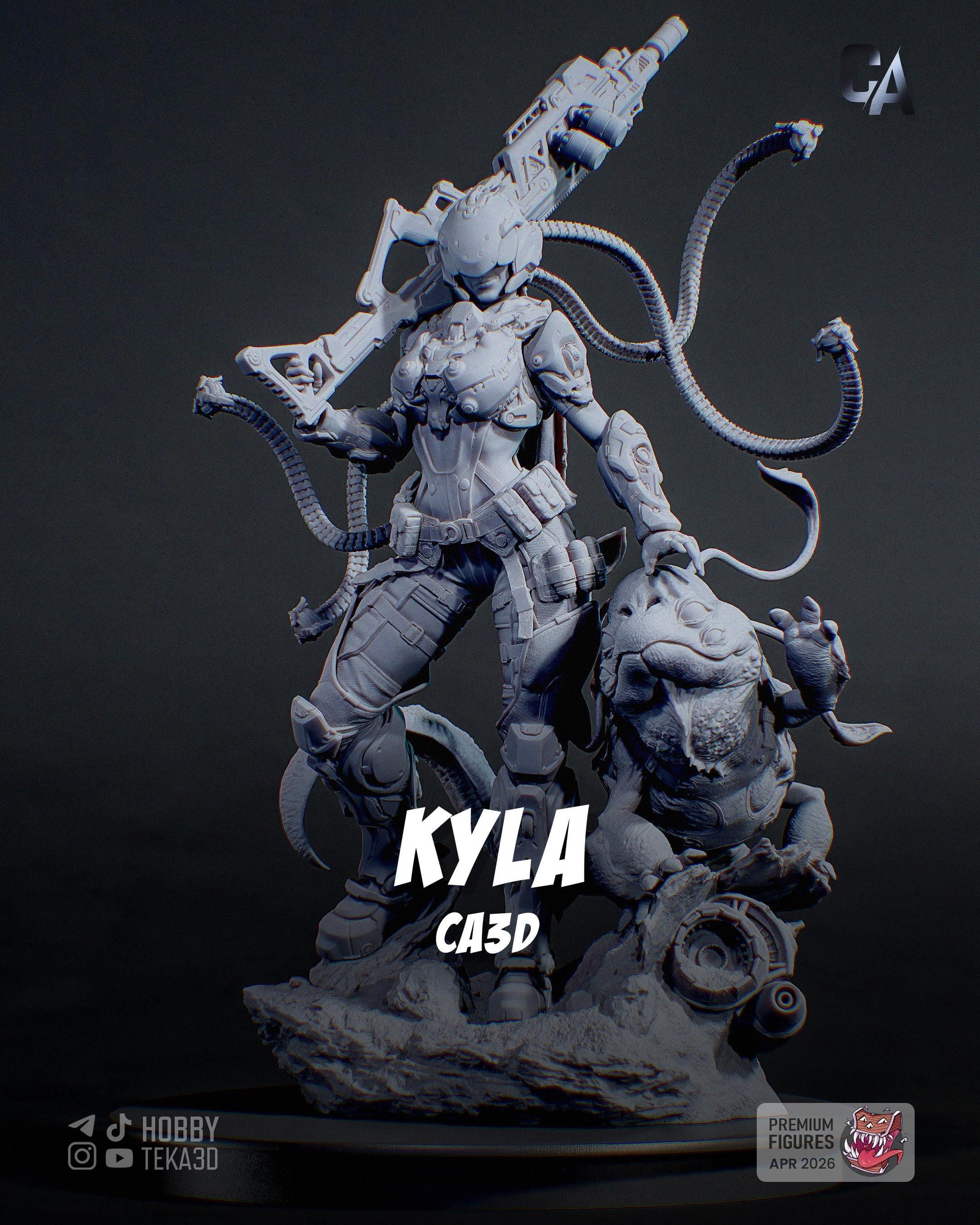 Gaming Action Figurine – Handpainted Resin Figure or DIY Model Kit, CA3D Kyla