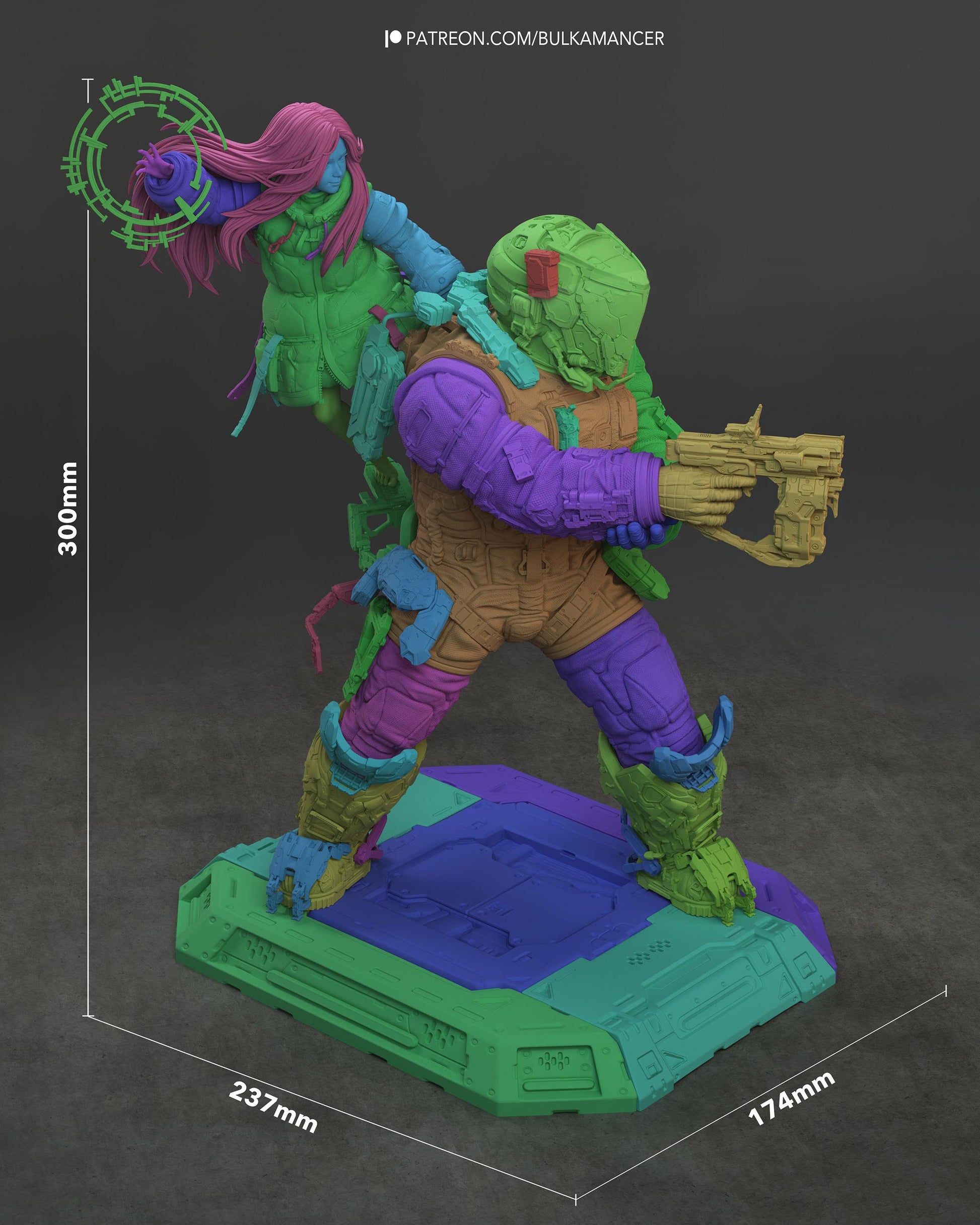 Hugh and Diana - Father and Daughter - Unpainted Resin Figure, Action Figure, inspired by Pragmata