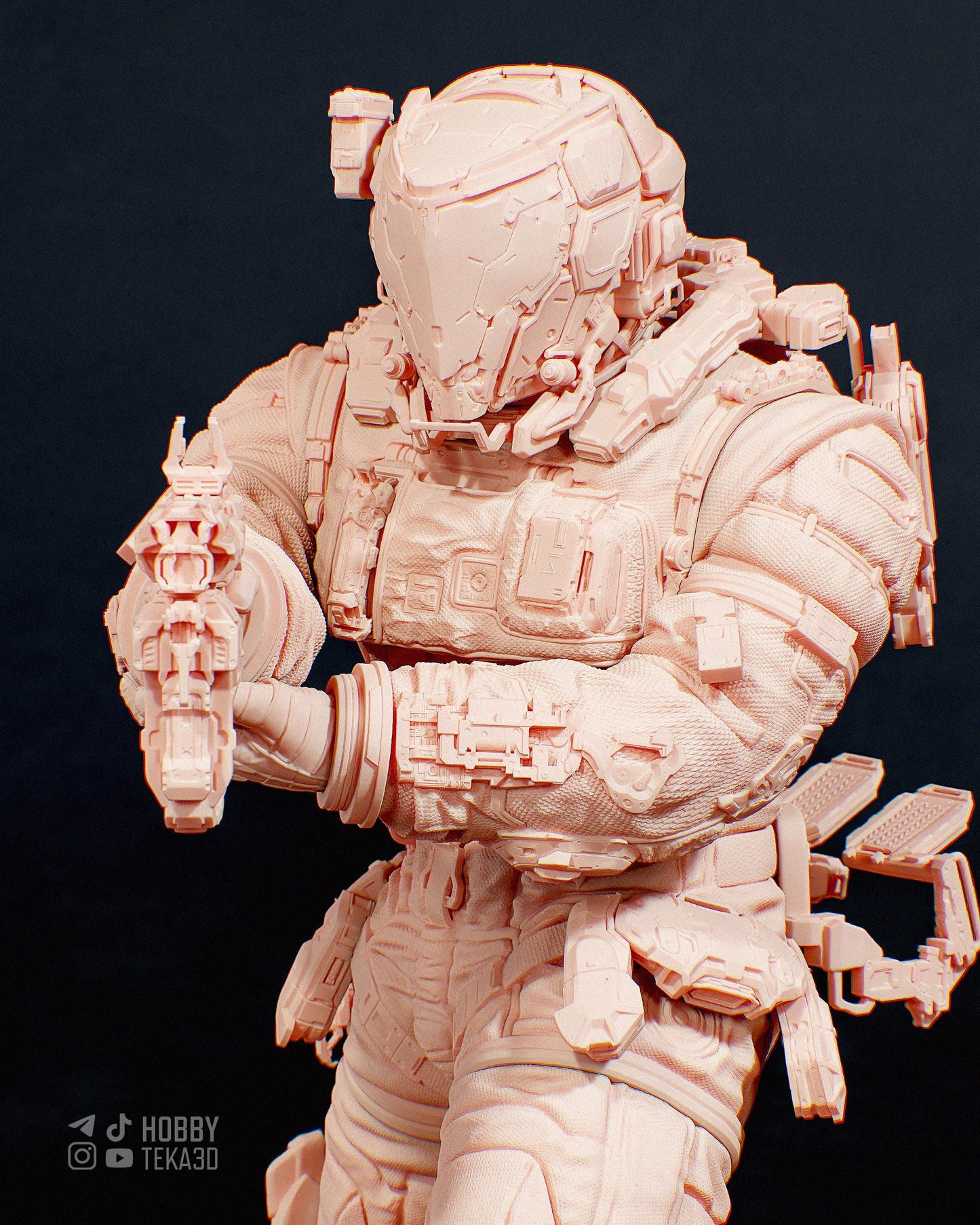 Hugh - 3D Model – Unpainted Display Figure, Action Figure, inspired by Pragmata