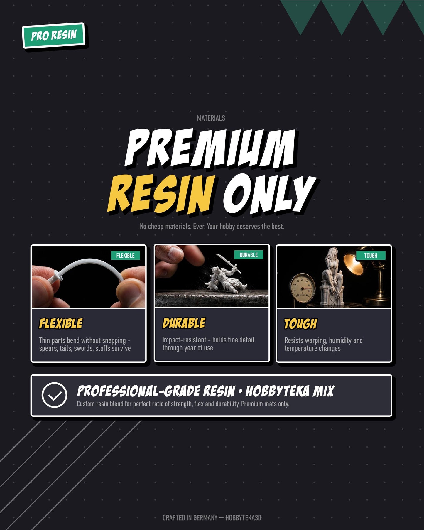 Customer review infographic with photos and testimonials for painted and unpainted resin collectible figures