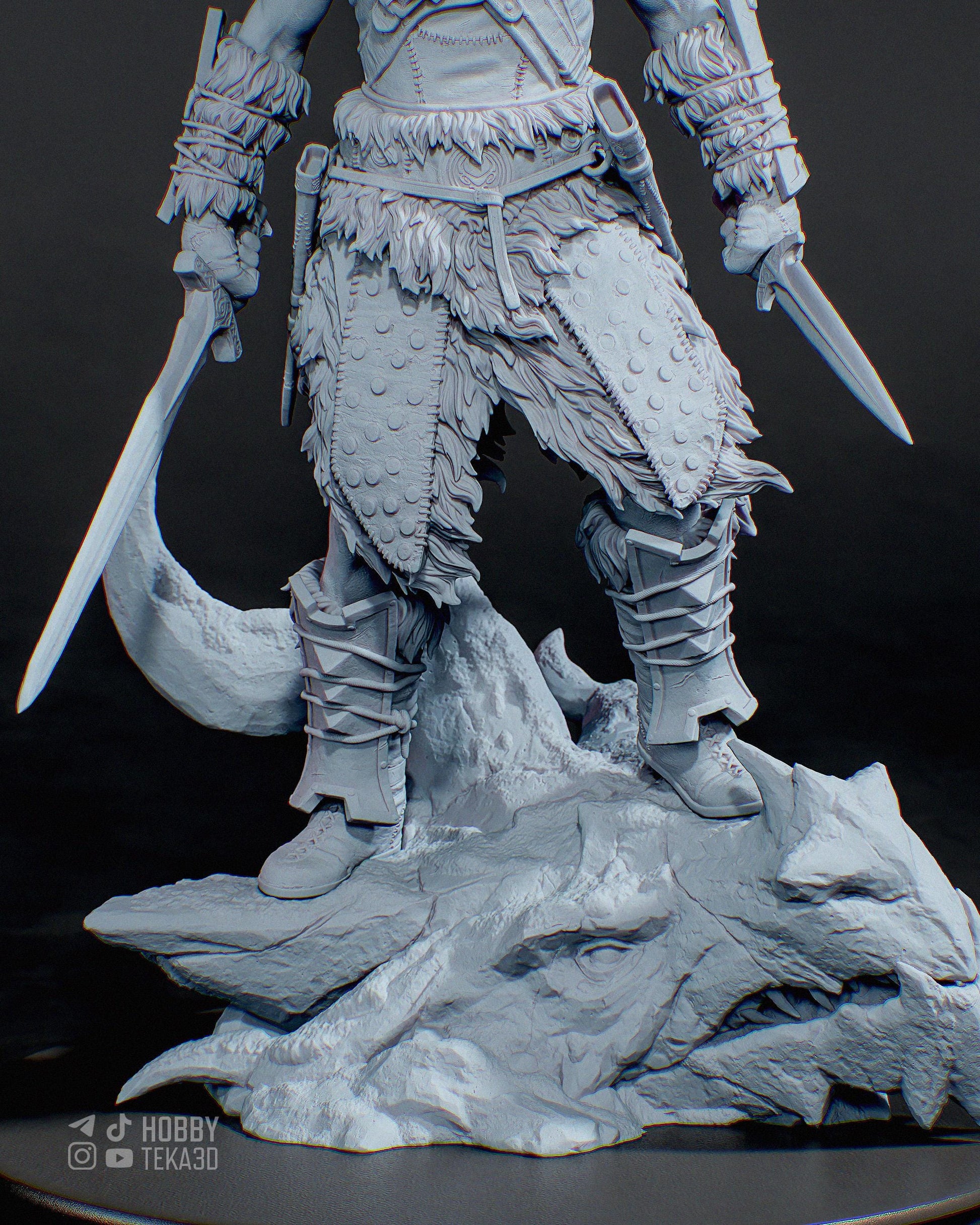 3D Model – Unpainted Resin Figure, Action Figure, inspired by Skyrim – Dragonslayer