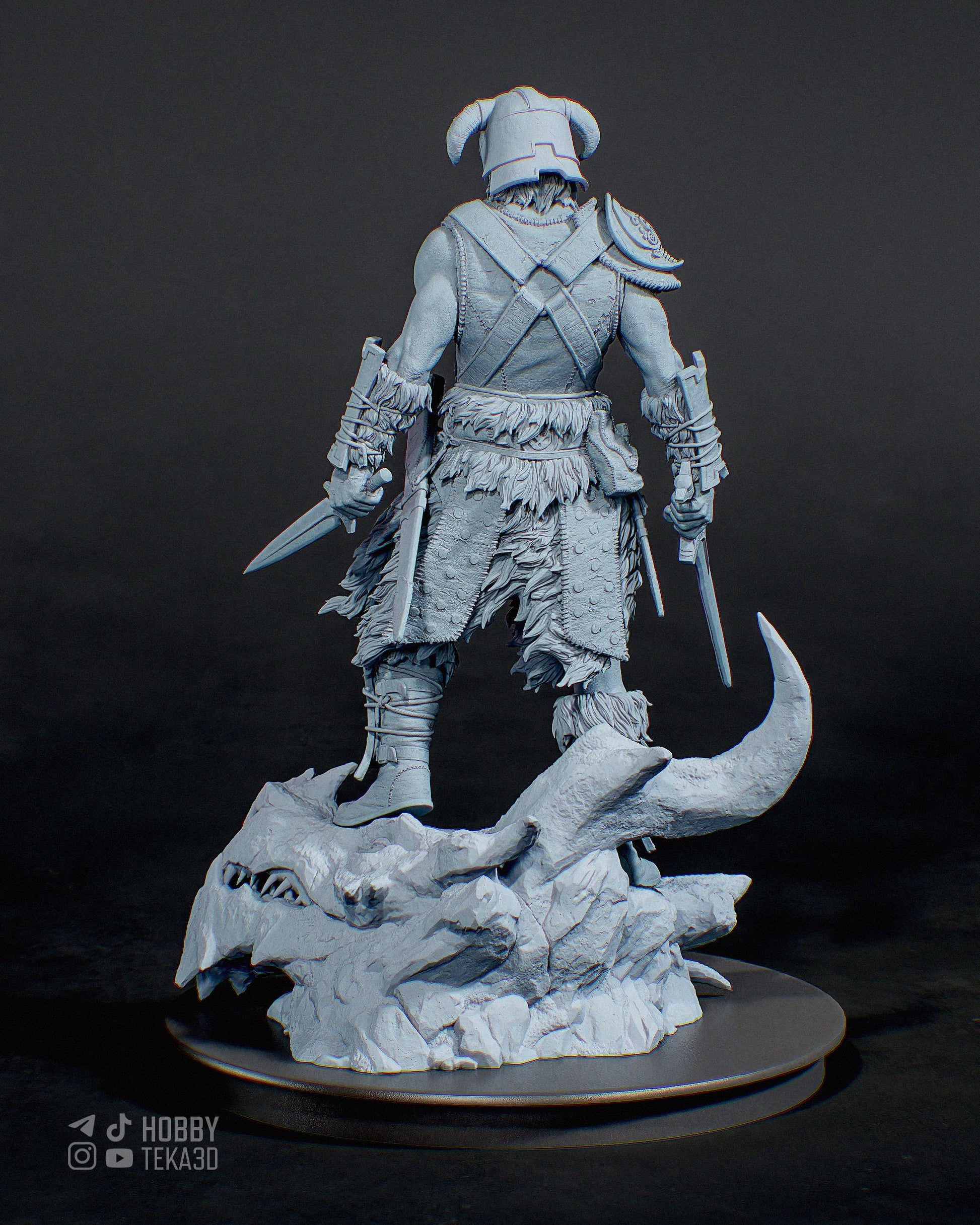 3D Model – Unpainted Resin Figure, Action Figure, inspired by Skyrim – Dragonslayer