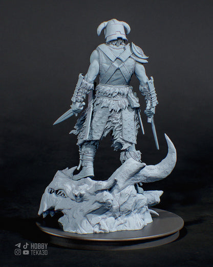 3D Model – Unpainted Resin Figure, Action Figure, inspired by Skyrim – Dragonslayer