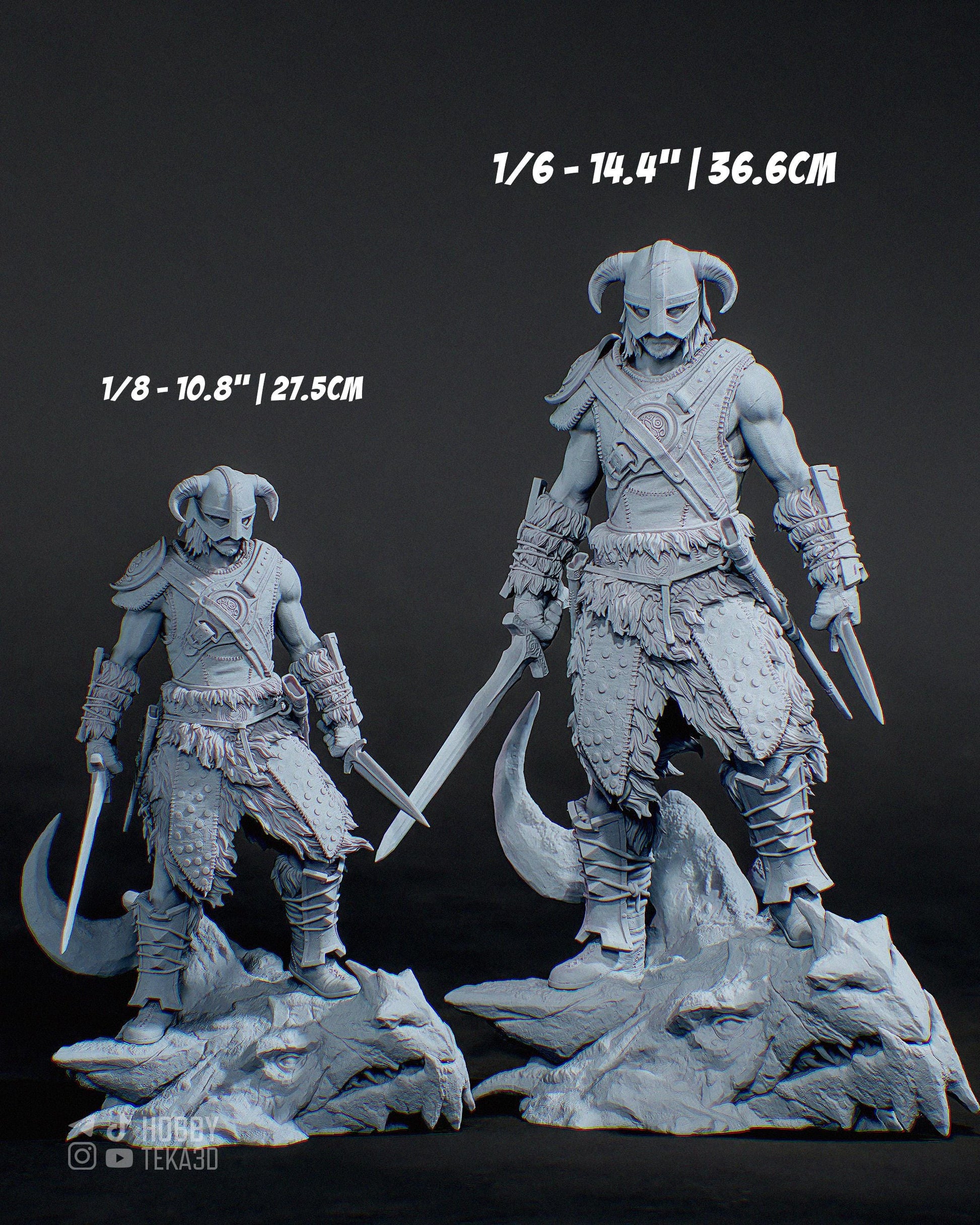 3D Model – Unpainted Resin Figure, Action Figure, inspired by Skyrim – Dragonslayer