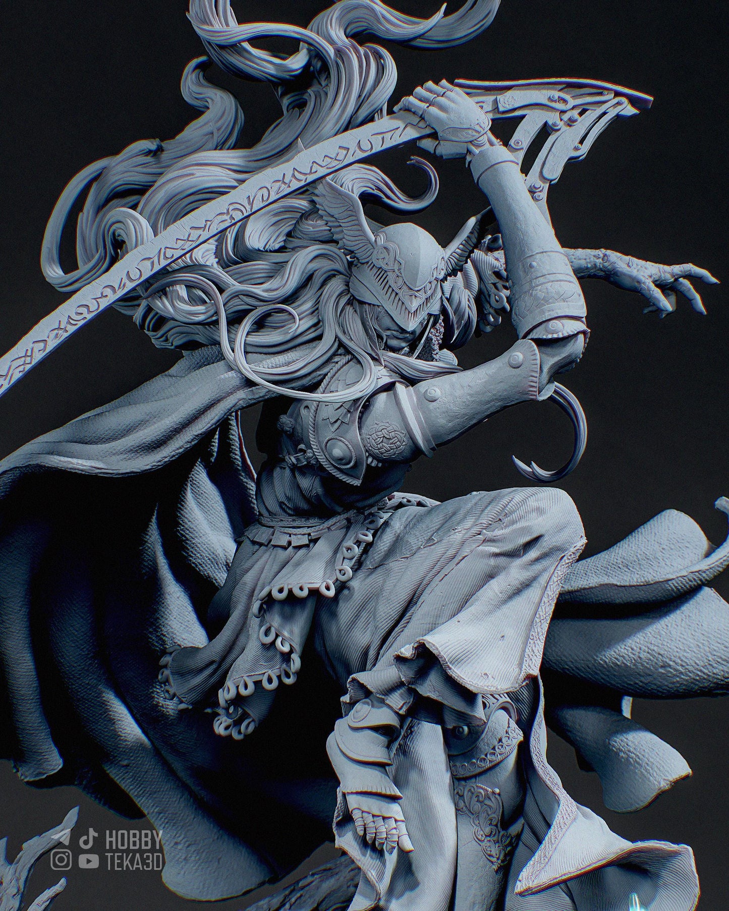 3D Model – Unpainted Resin Figure, Action Figure, inspired by Elden Ring – Valkyrie